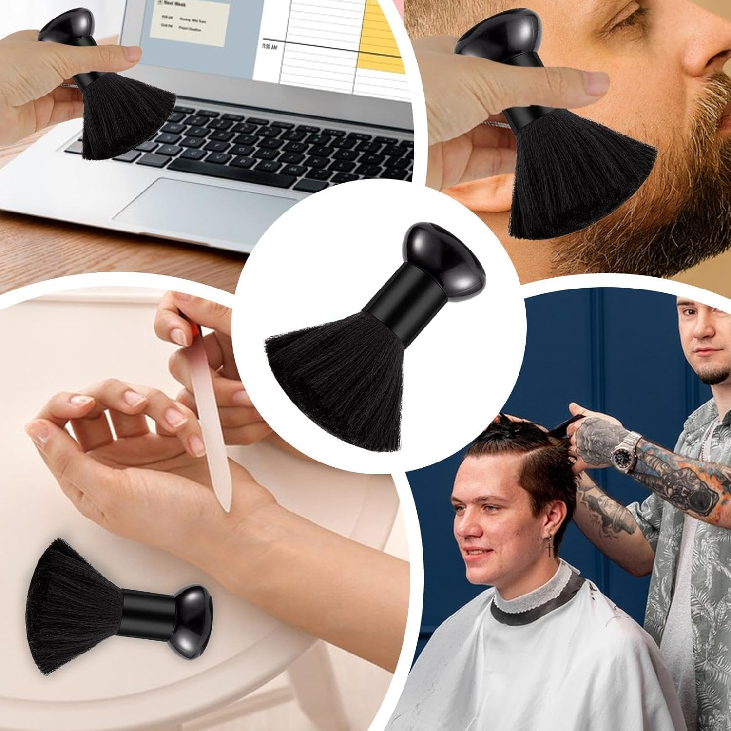 Vgvgaj Neck Duster Brush | Nail Dust Cleaner Brushes | Nail Tool, Hairdressing Broken Hair Cleaning Brush for Barber Shop, Soft Nylon Bristles