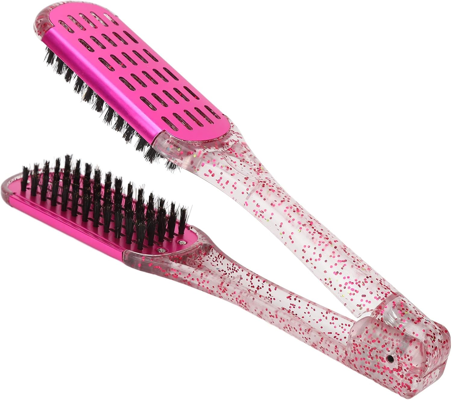 Straightening Clip Brush, Salon Safe Double-Sided ABS Hair Straightening Brush for Women