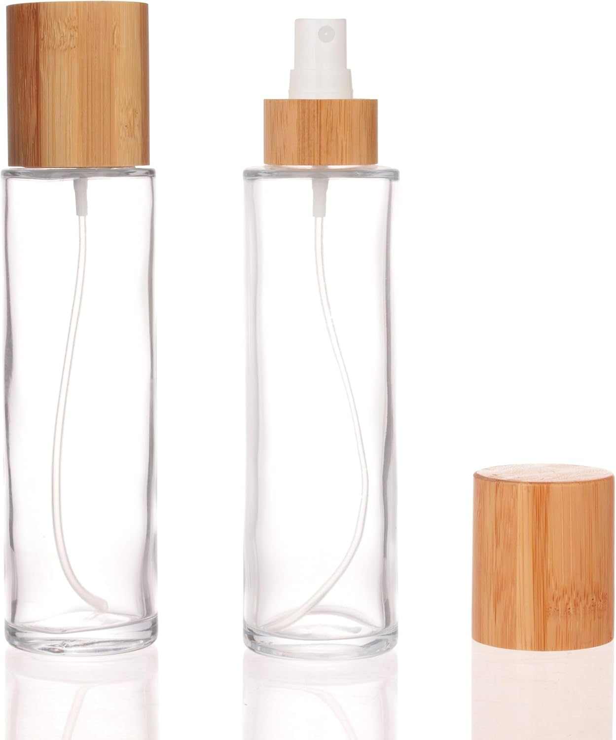 COSIDEA 12 Pcs Empty 4Oz /120Ml Bamboo Lid Frost Glass Spray Bottle with Fine Mist Despenser Head for Liquid Perfume Toiletries Containers, Toner Bottles