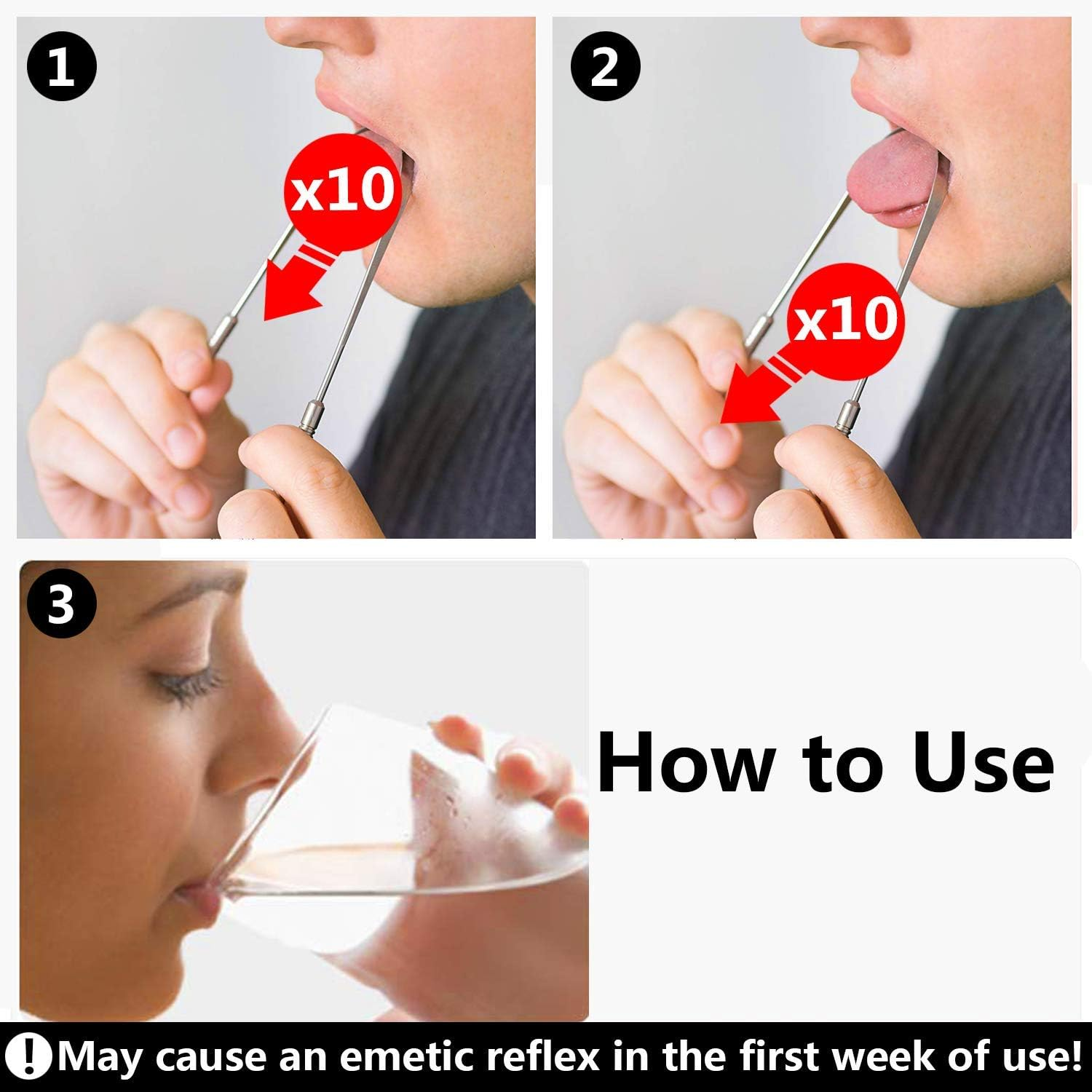 2 Pack Tounge Scrapers, Stainless Steel Tongue Cleaner, with Non-Synthetic Grip Surgical Grade Dental Kit for Eliminating Halitosis Treatment