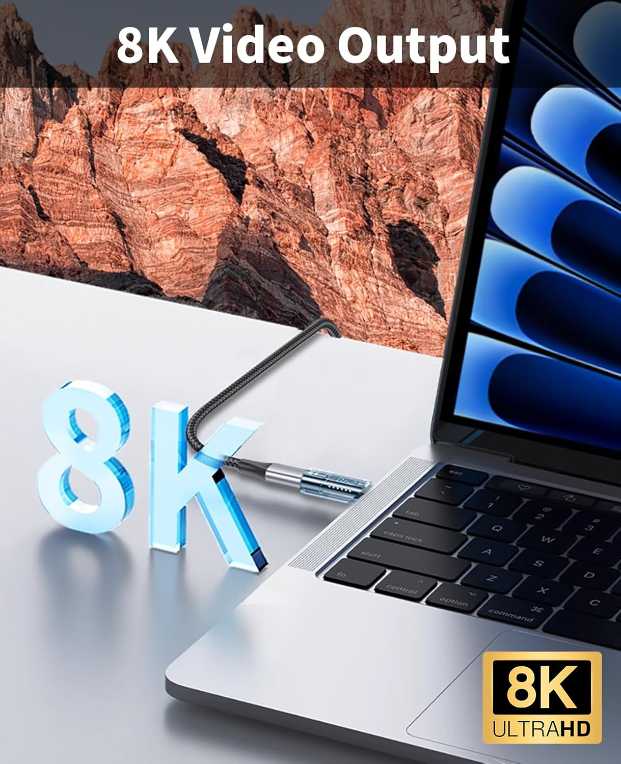 Duttek 240W USB C Extension Adapter with Digital Display, 40Gbps USB C Male to Female Adapter, USB C Adapter Support 8K@60Hz for Thunderbolt 4/3, Iphone 16 15 Pro Max 2 Pack (Blue) - Black image number 3