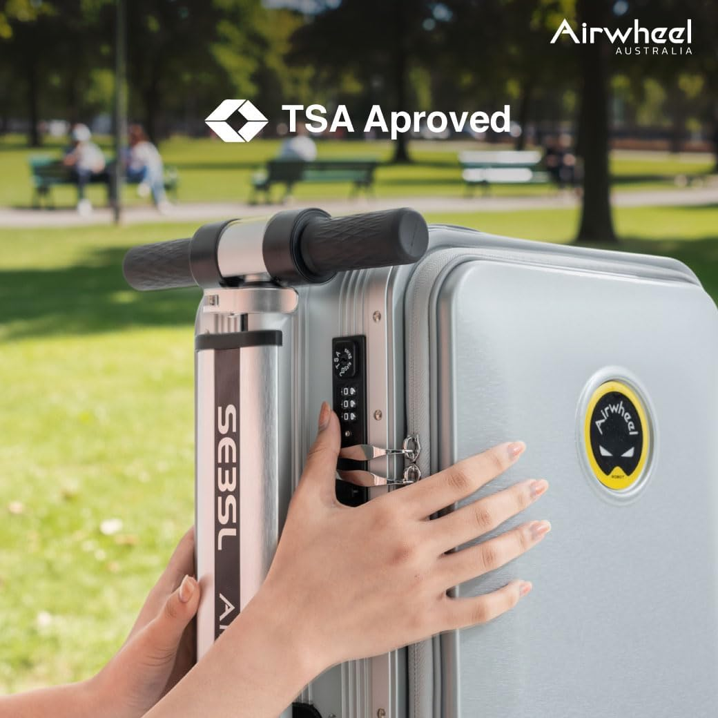 Airwheel SE3SL Electric Scooter Suitcase - Black | 20L Innovative Travel Luggage, Motorized Electric Luggage Scooter for Effortless Travel with Removable Battery (Official Dealer in Australia) - Silver image number 2