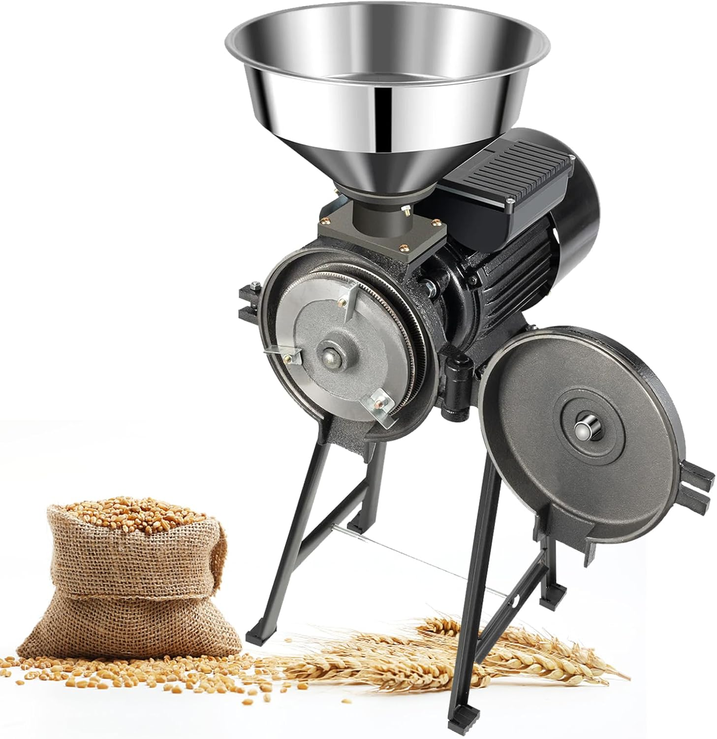 Electric Grinder, Grinder Mill Electric Grain Corn Wheat Feed/Flour Dry Wet Cereal Machine, Ultra-Fine Powder Grinding Machine, Cereals Grinder Rice Corn Grain Coffee Wheat with Funnel image number 4
