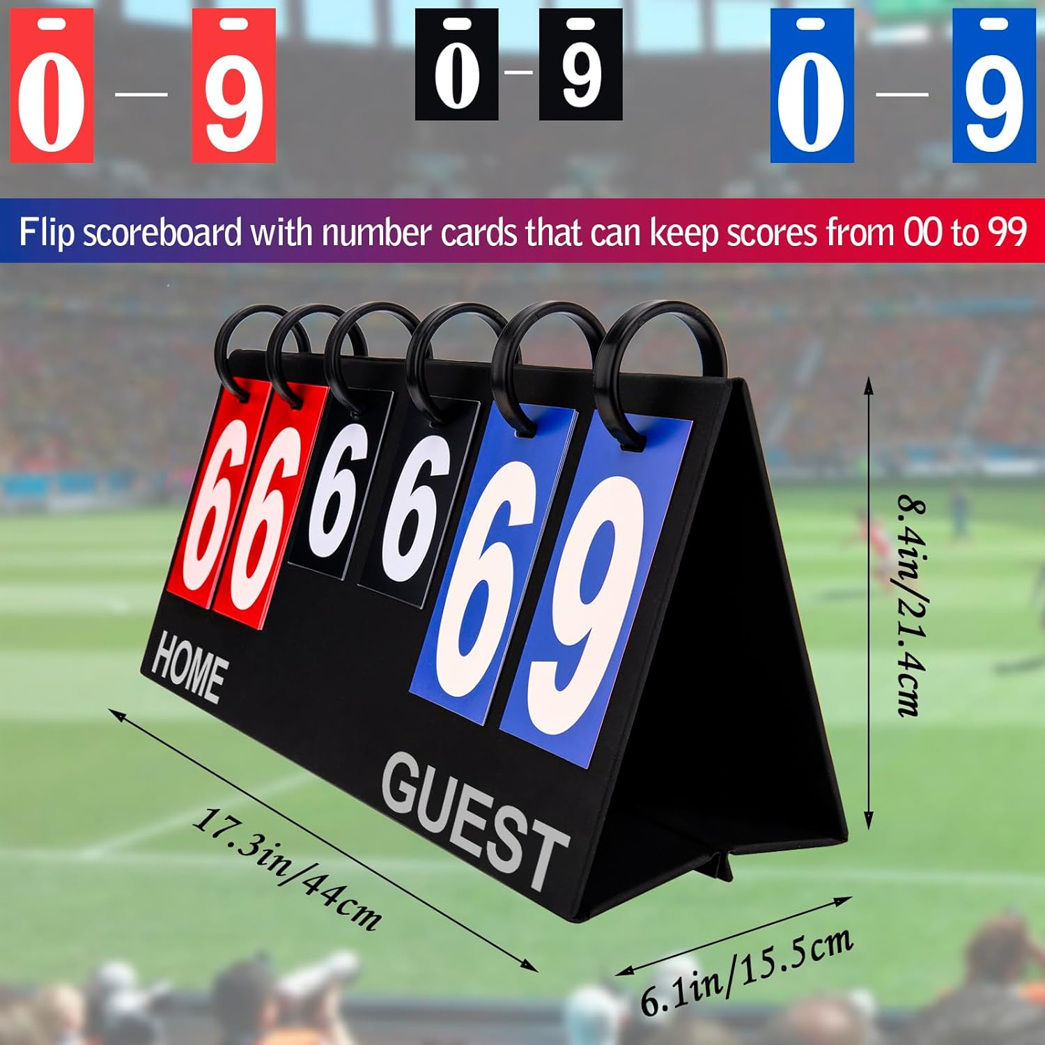 IVONNEY Flip Scoreboard Tabletop Score Flipper, Football Portable Scoreboard, Flip Score Keeper, Outdoor Score Flip Cards for Basketball Volleyball Tennis Sports - 6 Digits Scoreboard image number 2