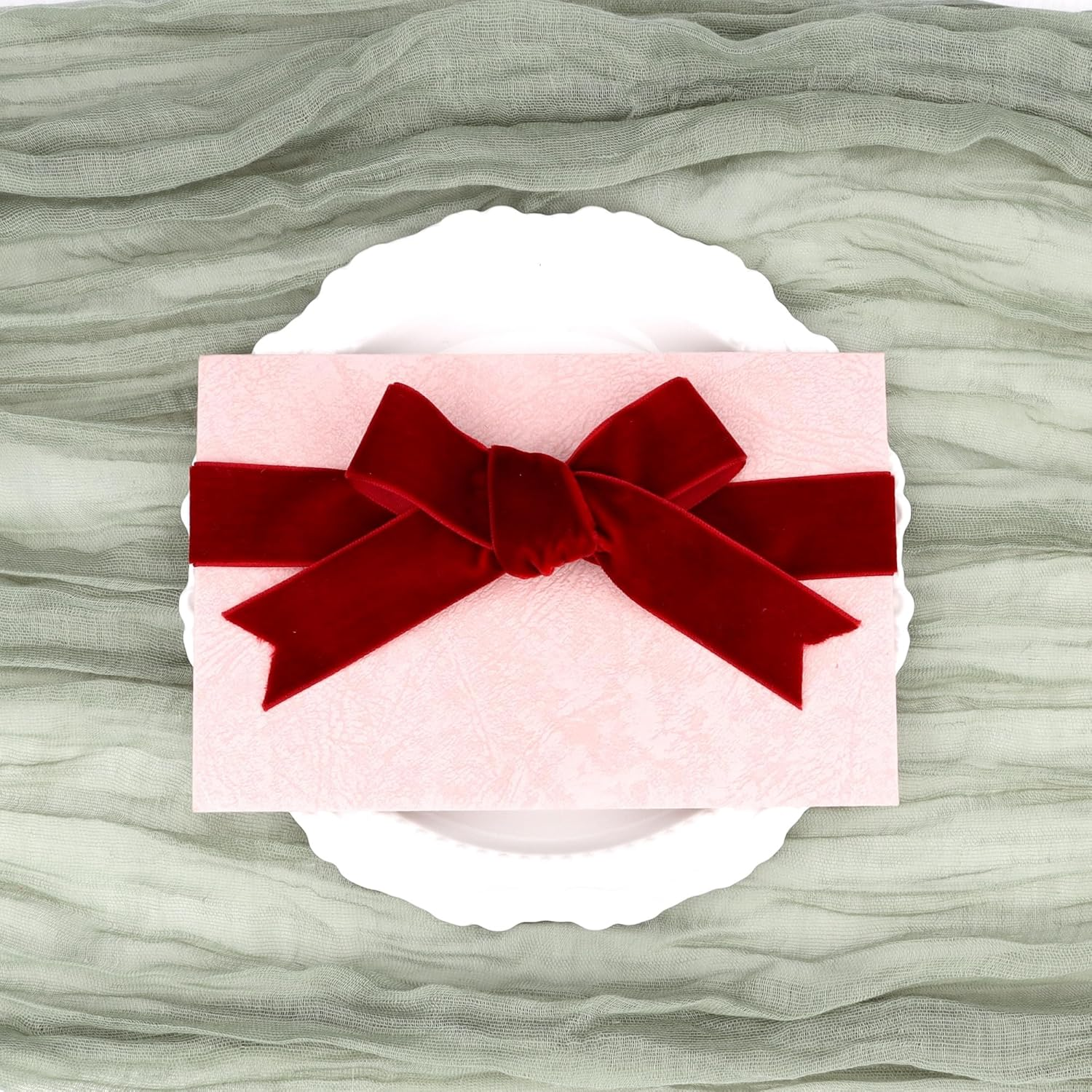 Velvet Ribbon Wine 1 Inch (25Mm) 10 Yards Manjonzic Single-Sided Velvet Ribbon Trim Perfect for Christmas Trees Gift Wrapping Bouquets Wedding Decor image number 6