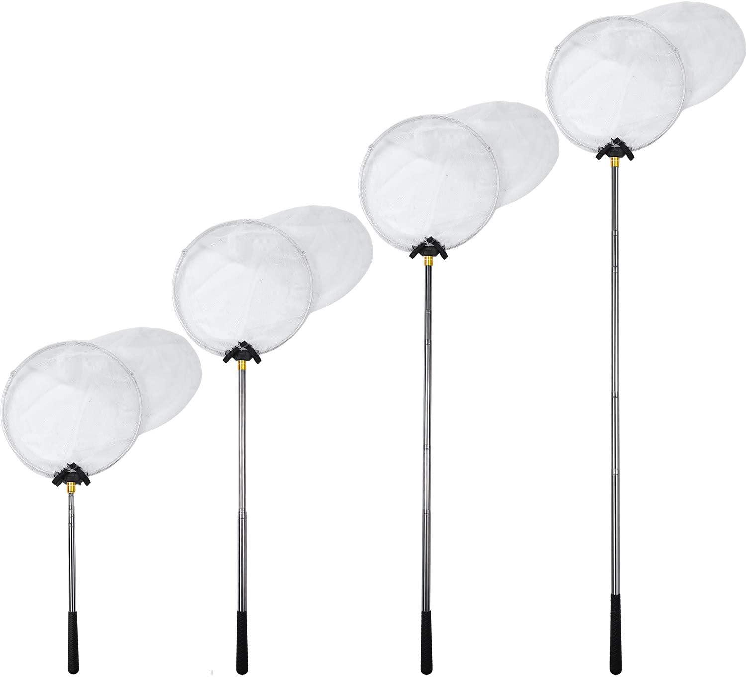 Elcoho Telescopic Butterfly Nets Stainless Steel Kids Bug Net Outdoor Tools Insects Fishing Net with Storage Bag Extendable from 15 Inches to 59 Inches White image number 1