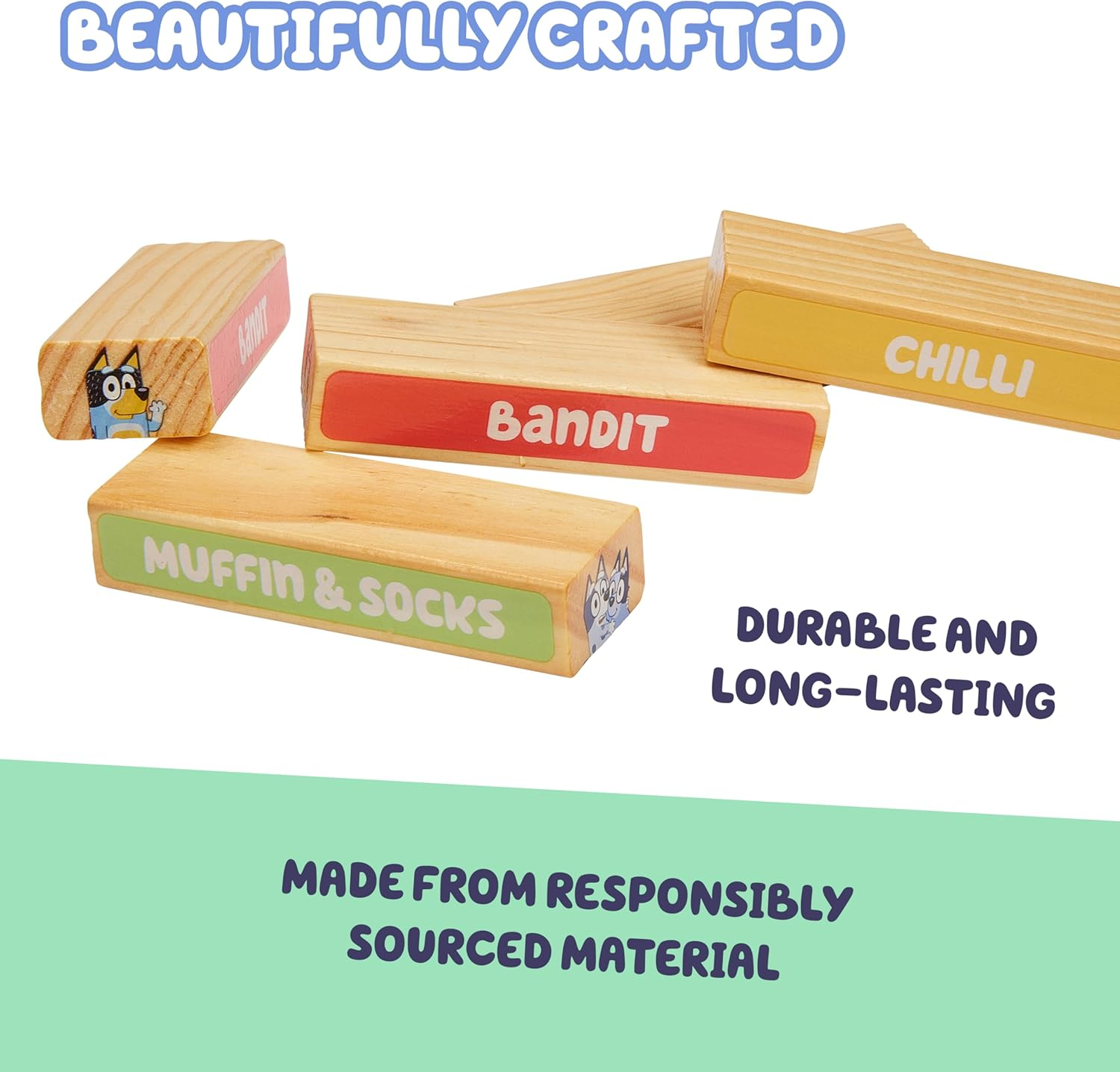 Bluey Wooden Tumbling Tower 54-Piece Activity Toy Playset image number 4