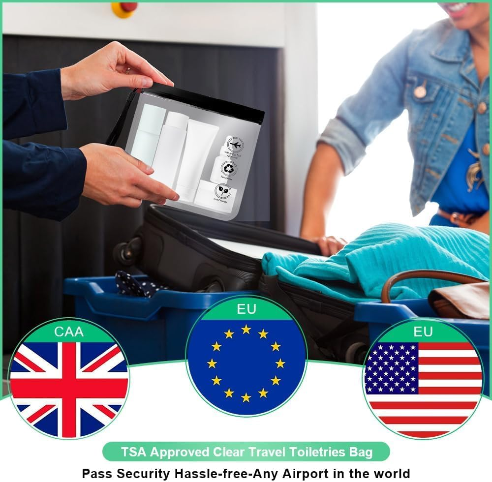 Clear Toiletry Bag Clear Makeup Bag Travel Toiletries Bag Clearcosmeticbag Travel Cosmetic Bag Toiletry Bag Women Travel Toiletry Bag Men Cosmetic Travel Bag Makeup Travel Bag Small Makeup Bag - Black image number 2