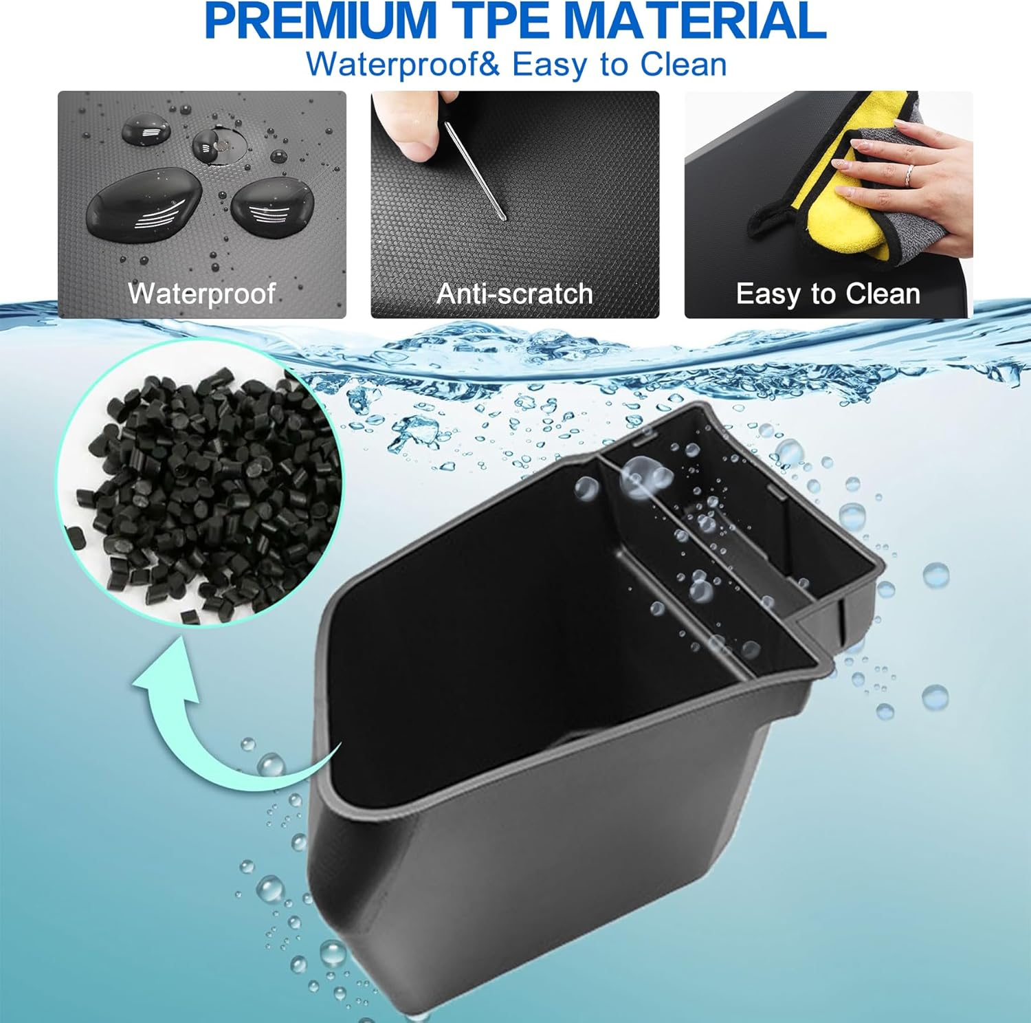 Car Rear Trunk Organizer with Lids for Tesla Model Y Juniper 2025 2026 TPE Side Cargo Storage Boxes TPE Waterproof Boot Tidy Bins Interior Accessories (Black) image number 3