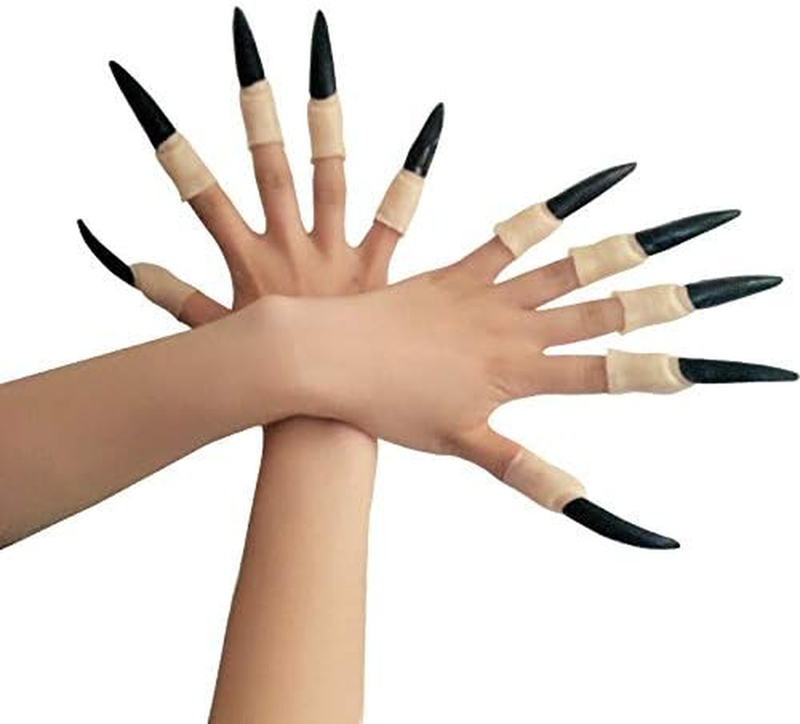 Halloween Costume Nail Claws Fake Witch Fingernail Arrow Claw Rings Cosplay Nail Finger Tips for Halloween Party Prop Talon Claw Paw Fingertip Witch Claws Armor Finger Gothic Vampire Nails 10PCS image number 4