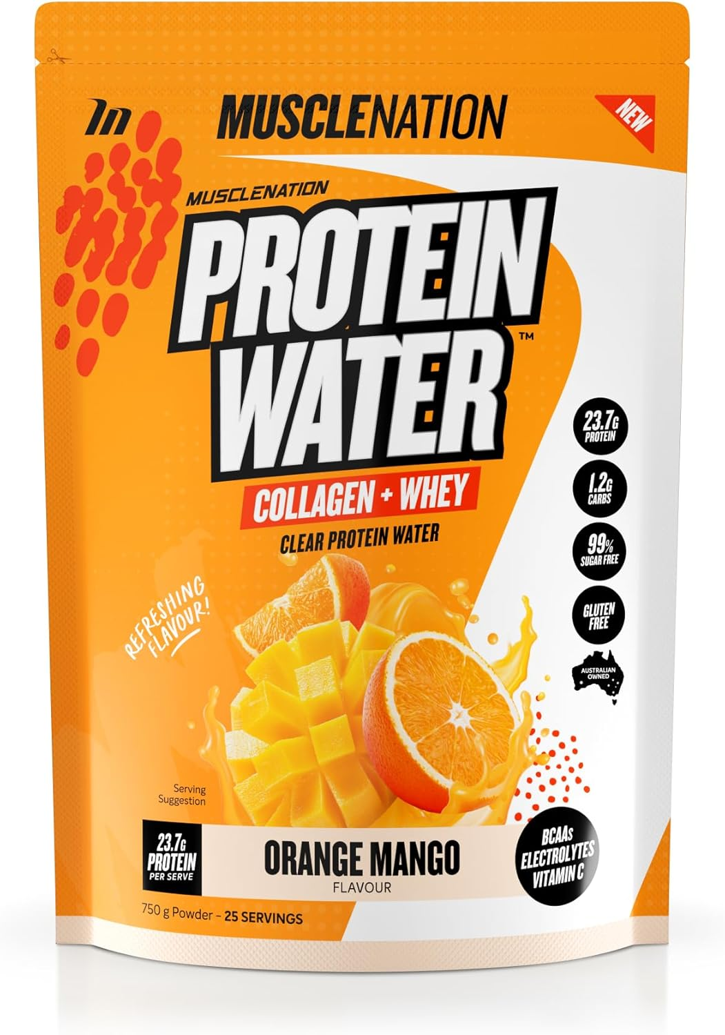 Muscle Nation Orange Mango Protein Water 750G (25 Serves)