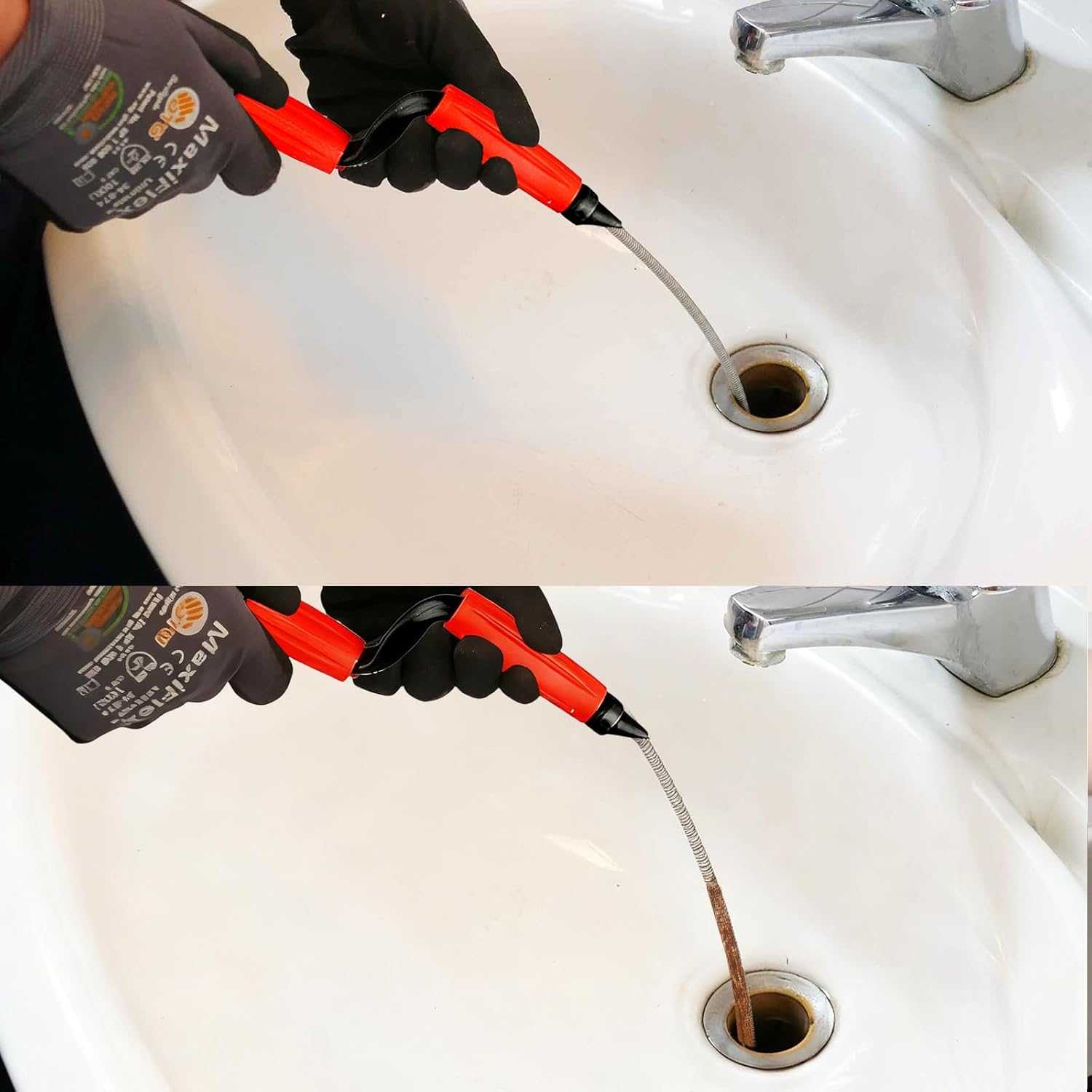 Hautllaif Pipe Cleaning Spiral 5 M Hand Crank Spiral - Flexible Drain Spiral Made of PE and 72A Carbon Steel for Effective Pipe Clogging Cleaning - Ideal for Toilet Kitchen Bathroom Sink Drain image number 2