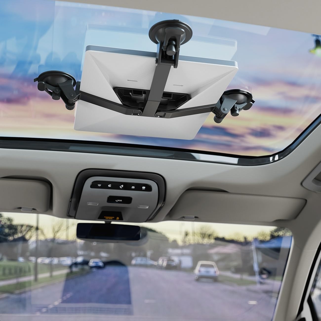 Foldable Starlink Mini Car Mount with Suction Cups，Quick Release Sunroof/Moonroof Mount for Car, RV, Boat, Truck Glass (Black) - Black image number 6