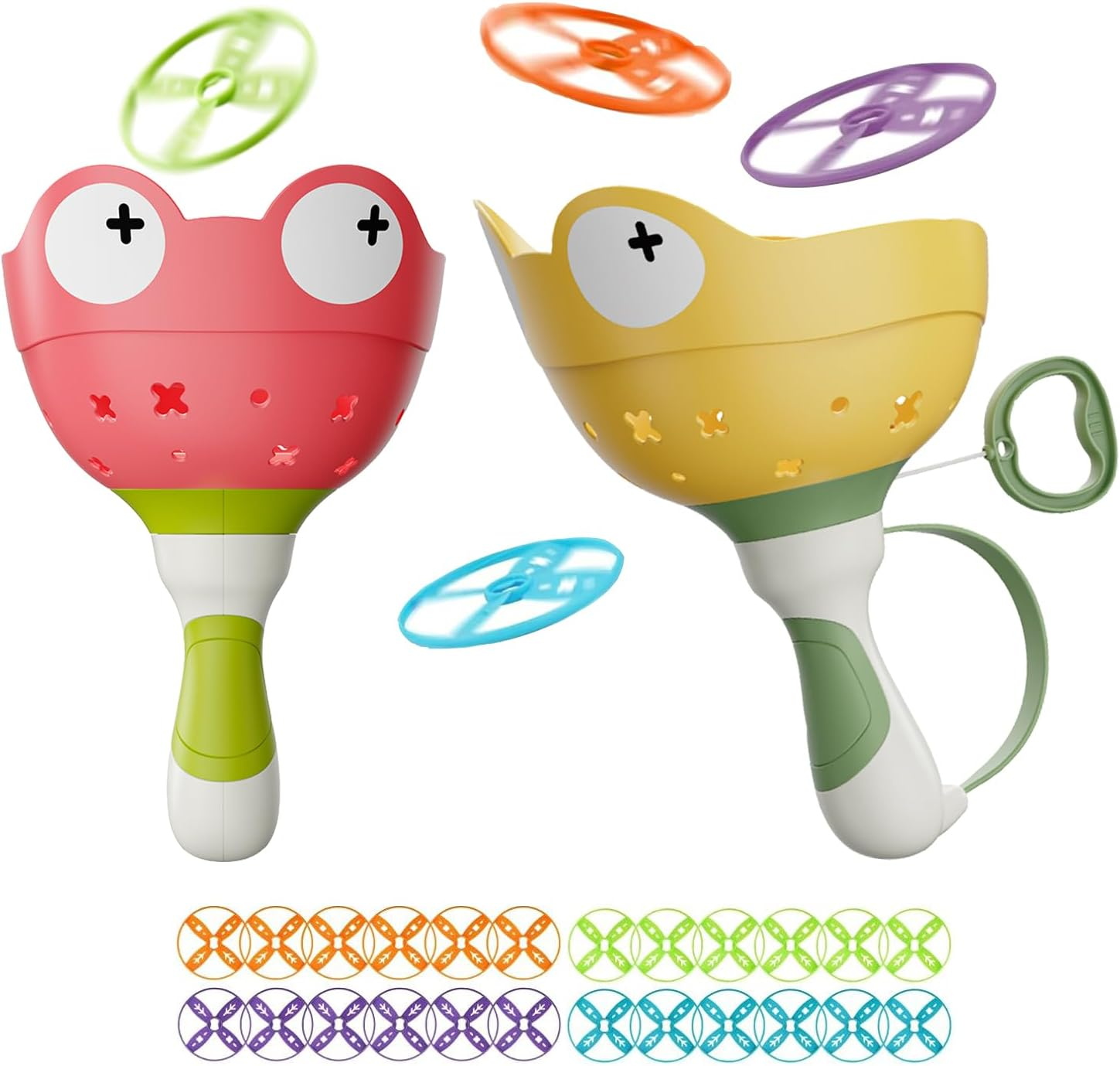 Outside Toys for Kids Ages 4-12,Manual Capture Catching Game,Flying Disc Launcher Toy for Kids with 24 Discs, Fun Outdoor Toddler Chasing Toy for Boys & Girls, Outdoor Fun Family Games image number 2