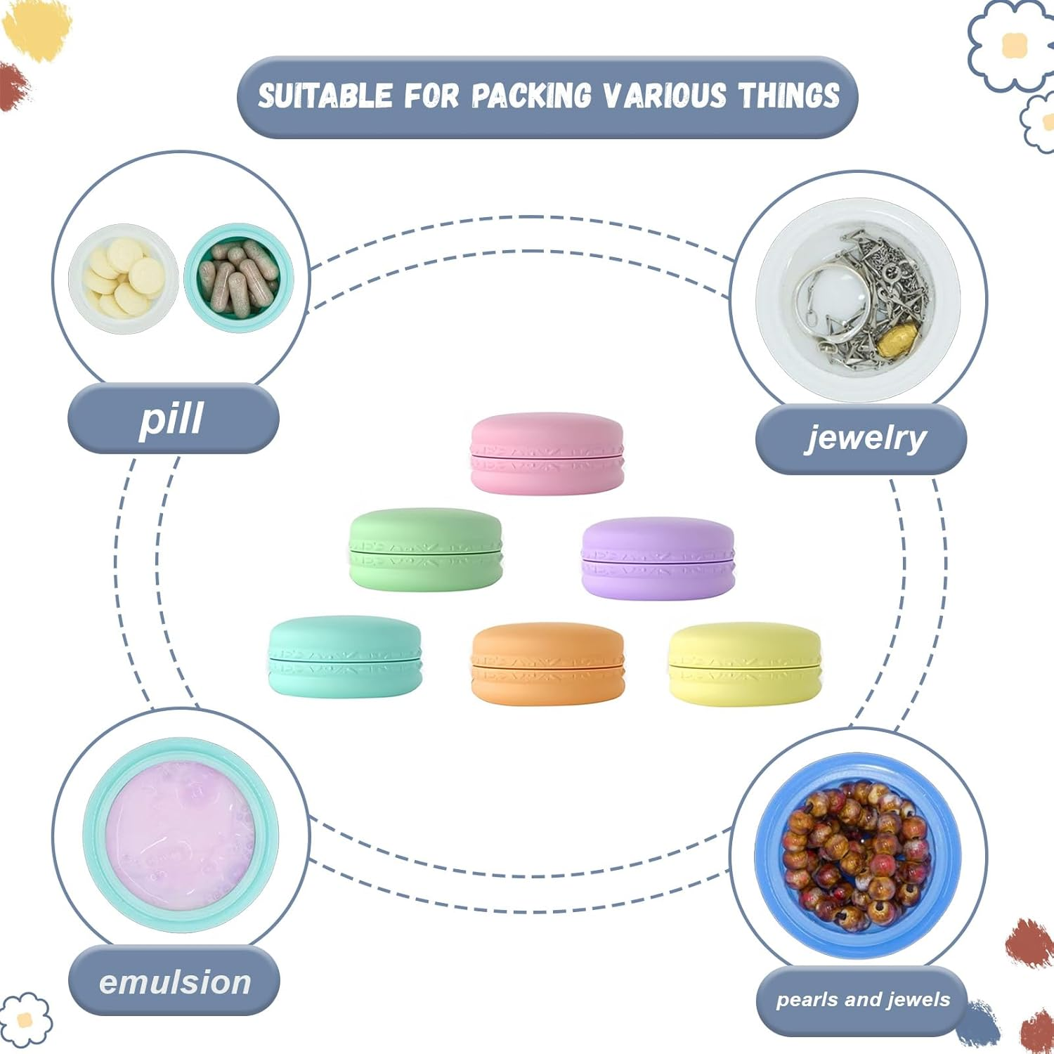 6Pcs 10G Travel Containers,Small Container,Plastic Jars,Small Plastic Containers,Small Cosmetic Sample Empty Container,For Cosmetic Body Empty Sample Containers,Travel Accessories image number 3