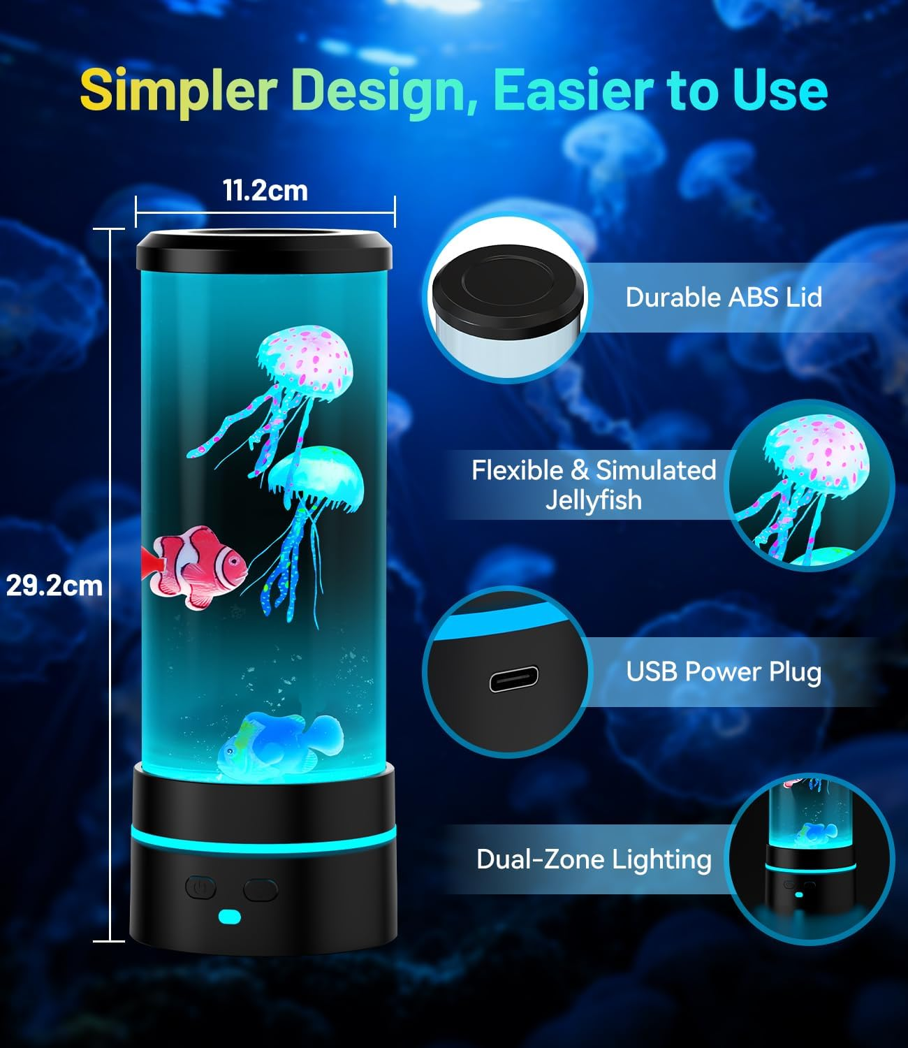 Fantasy Jellyfish Lights with Remote Control, LED Ocean Lamp with Simulated Jellyfish, 16 Colors Adjustable Aquarium Night Light for Home Office Decor Relax Night Lamp Valentine'S Day Gift(Black)