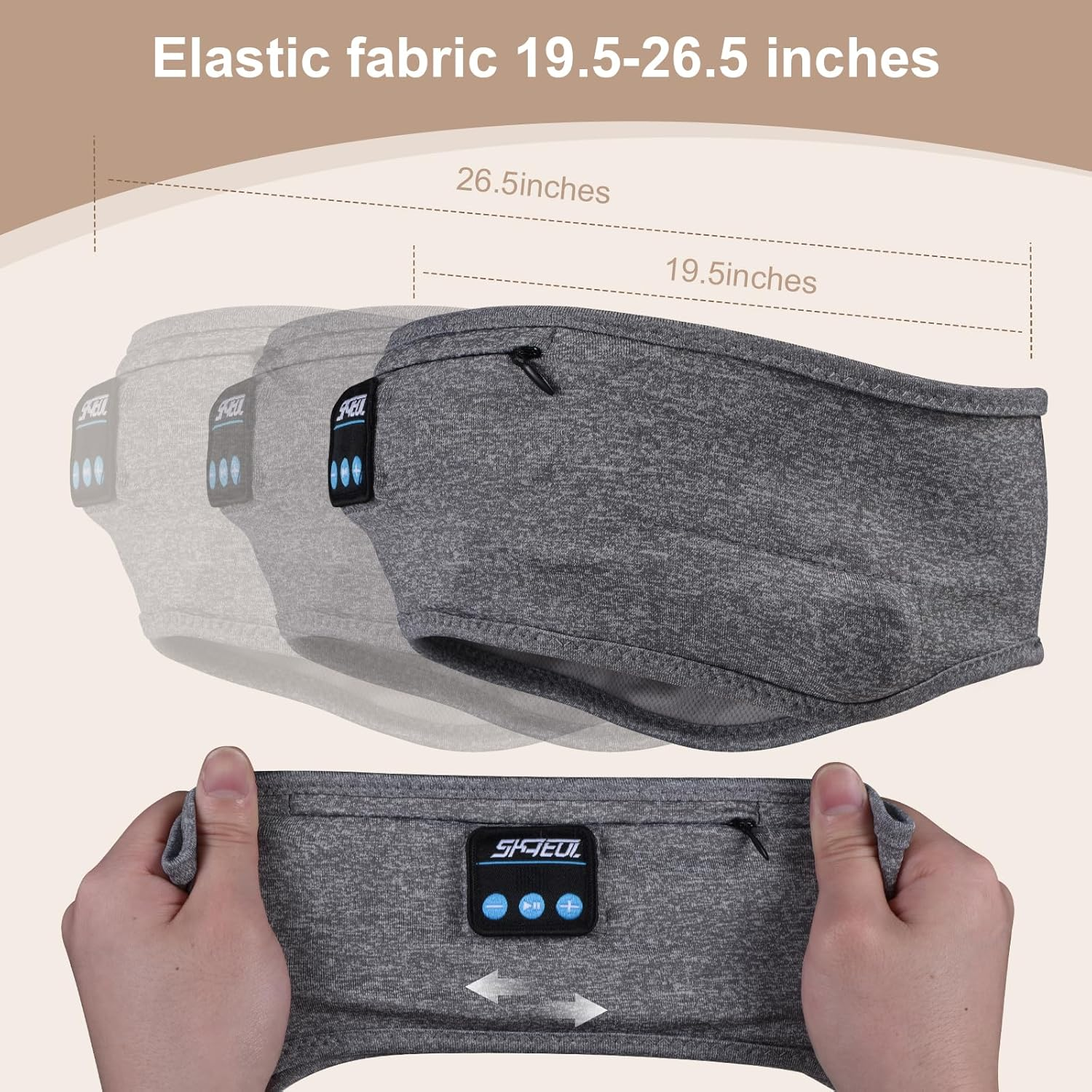 Sleep Headphones Headband, Wireless Music Sports Headband Headphones with Ultra-Thin HD Stereo Speakers Perfect for Sleeping, Workout, Jogging, Yoga, Insomnia, Air Travel, Meditation (Gray) - Gray image number 2