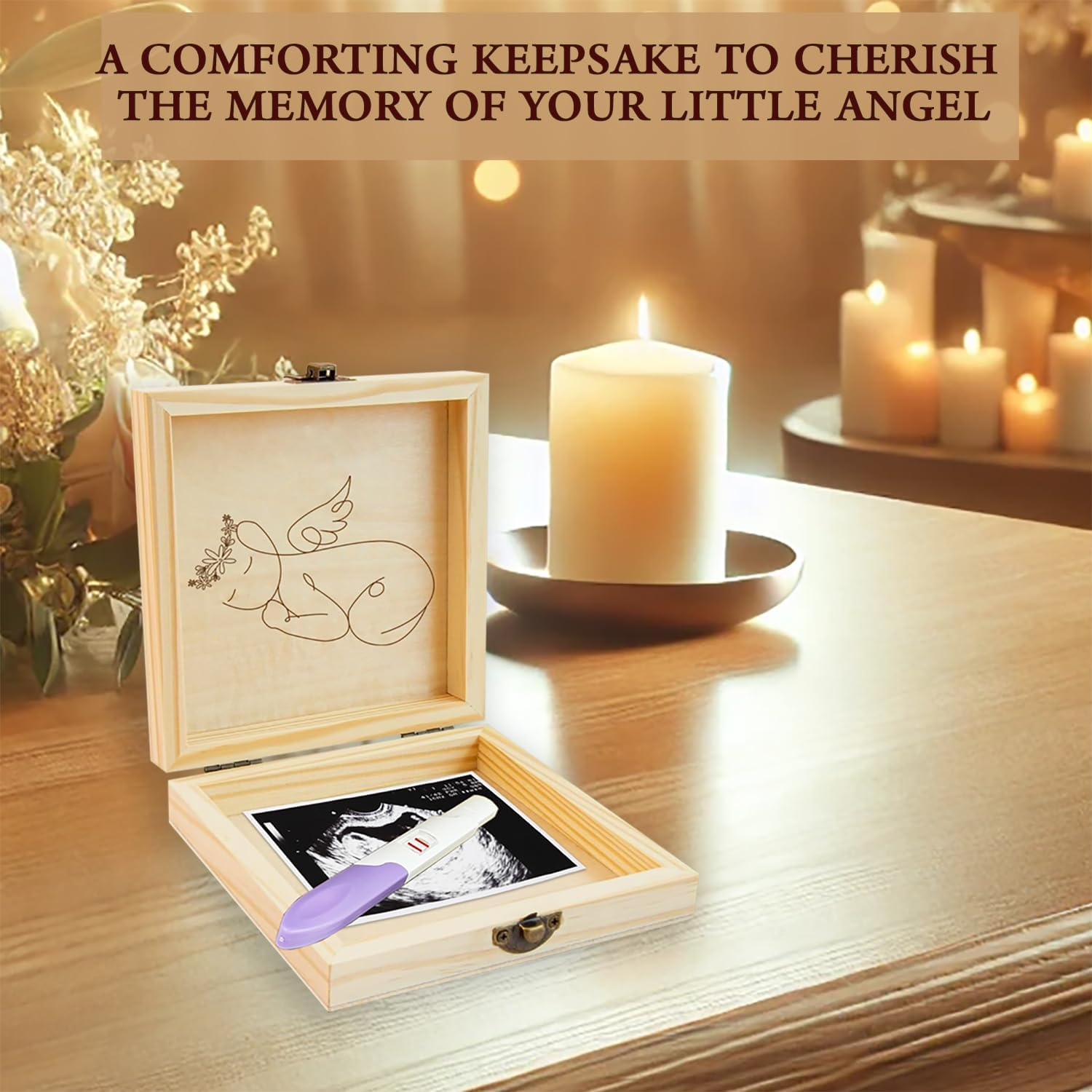 Miscarriage Memory Box, a Heartfelt Sympathy Gift for Mothers Loss of Baby, Wooden Keepsake Box, Remembrance Gifts Miscarriages, Infant Loss Memorial for Moms and Dads image number 3