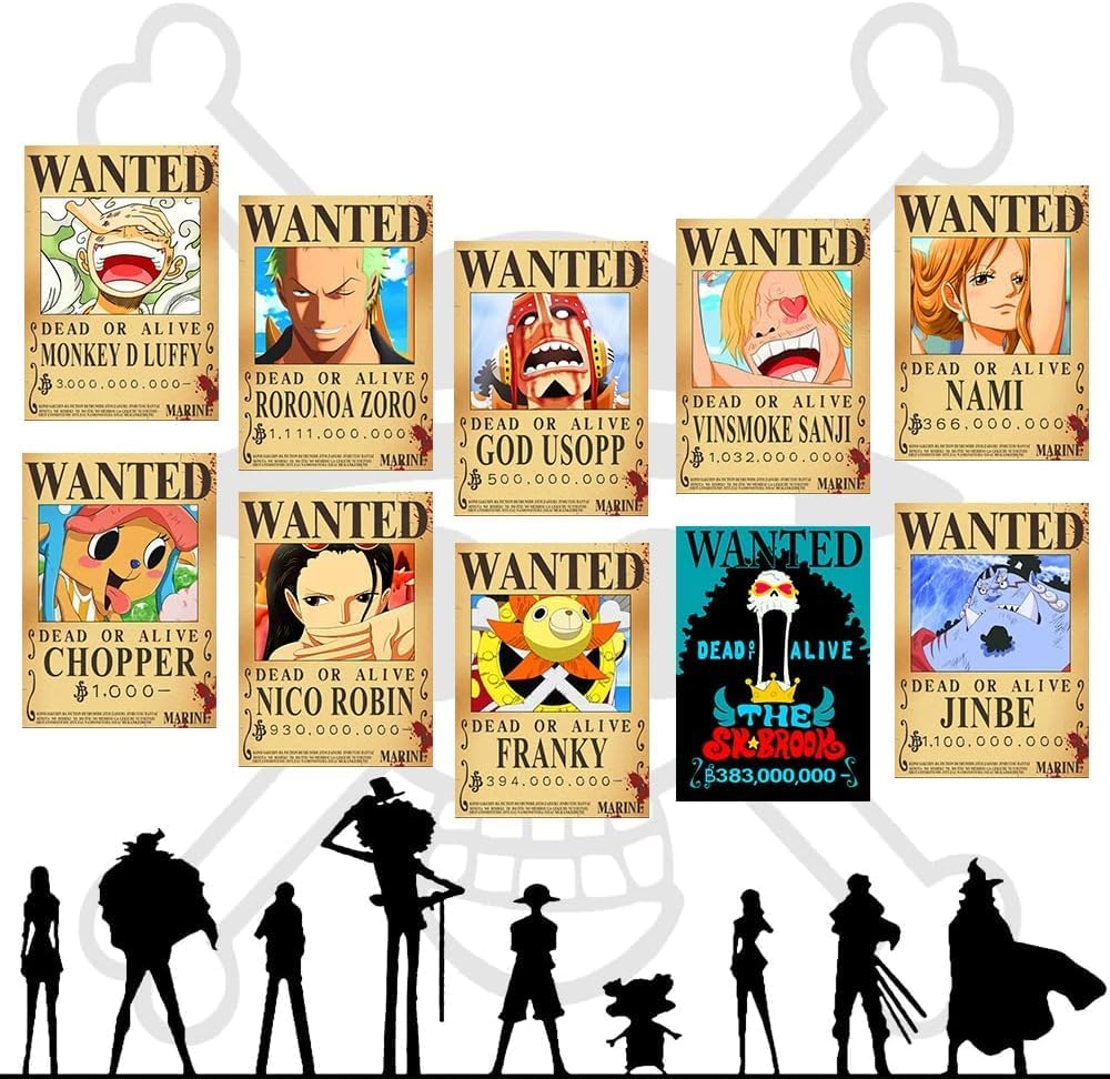 TYZZHOA 25PCS Anime One Piece Wanted Posters 30&times;21Cm, New Bounty Edition, Straw Hat Pirates Crew Nika Luffy 3 Billion, Zoro, Sanji, One Piece Anime Gifts(Retro) - Pack Of 11, Multicoloured image number 4