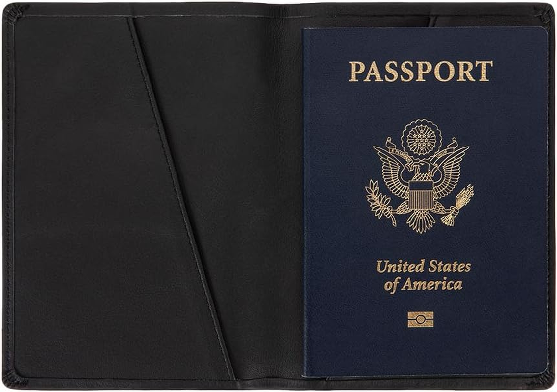 SLNT Leather RFID Blocking Passport Wallet - 4 Card Slots & Passport Slot, Clean, Sleek, Stylish, Minimal Design - for Travel, Prevents Hacking & Identity Theft (Simple Style, Black) image number 1