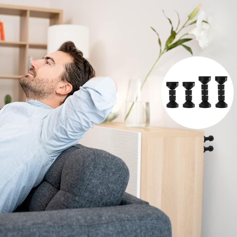 4PCS Adjustable Threaded Bed Frame Anti-Shake Tool for Bed,Danzix Headboard Stoppers Headboards Prevent Loosening Anti-Shake Fixer,40-100Mm (Black) image number 6