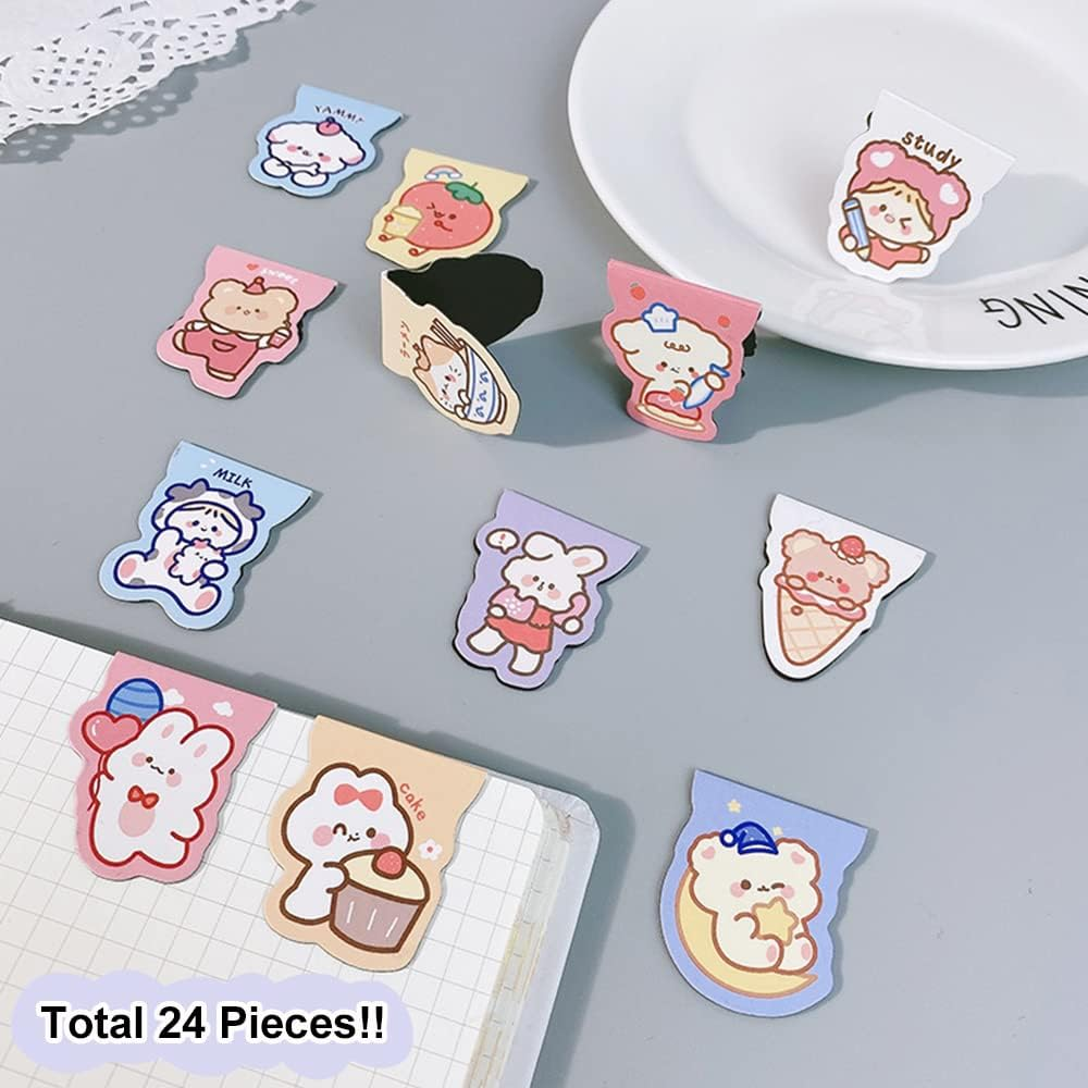24PCS Magnetic Bookmarks for Kids, Cute Magnet Book Markers, Animals Book Mark, Bookmarks for Women, Page Clips Bookmark for Students Girls School Home Office Supplies image number 1