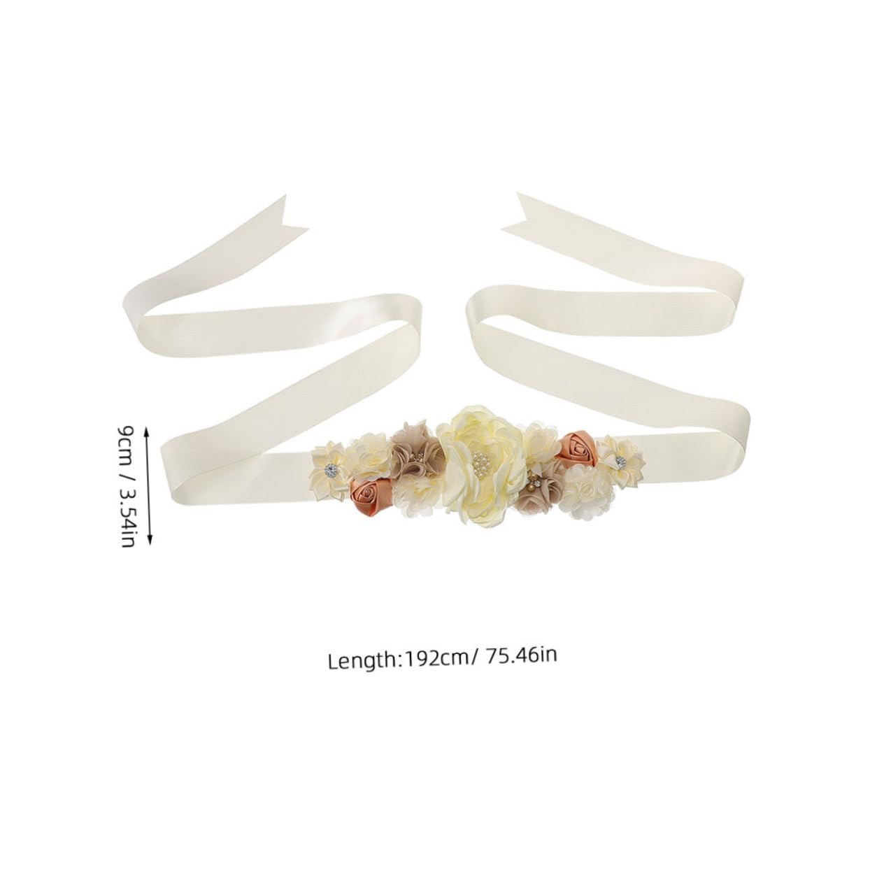 2Pcs Beige Maternity Sash Belt for Shower Decorations Pregnancy Keepsake Flowers Rhinestones for Photoshoots Expectant Mothers image number 3