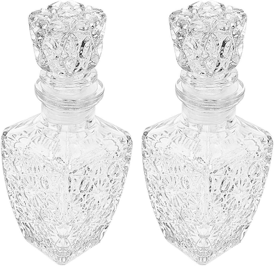 NAMOARLY 2Pcs 250Ml Thickened Creative Glass Wine Bottles Square Diamond Design for Party and Home Beverage Serveware image number 1