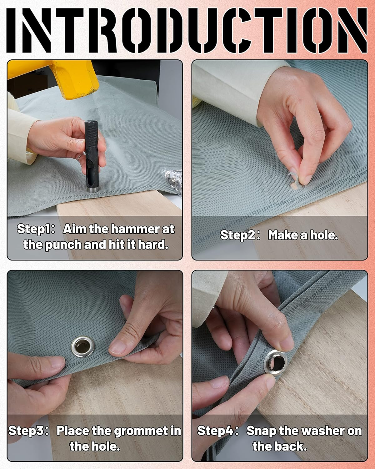 150Pcs 1/2 Inch Grommet Tool Kit, Grommet Kit, Eyelet Kit with Leather Hole Punch Pliers, 150 Metal Eyelets and Grommets in Gold and Silver for Leather, Shoes, Fabric, Belts image number 3