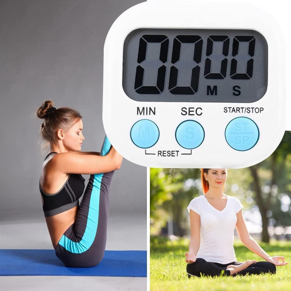 2 Pack Digital Kitchen Timer(Battery Included),Magnetic Digital Timers Loud Alarm Kitchen Timers for Cooking,Minute Second Count up Countdown (White) image number 3