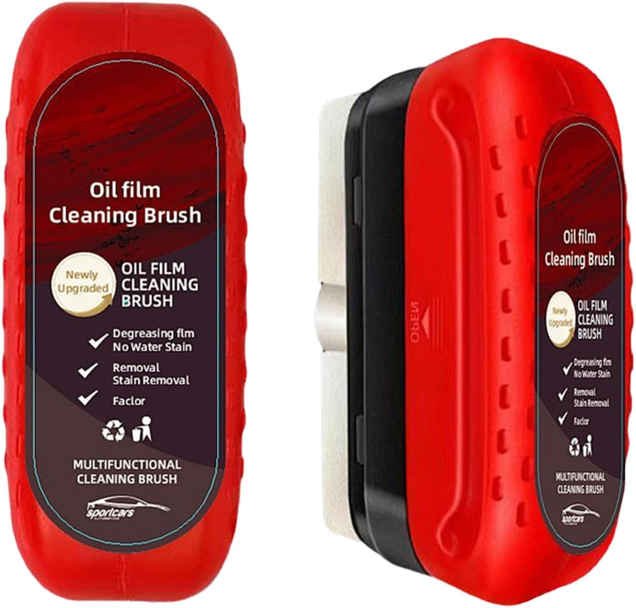 2Pcs Clear Vision Windscreen Cleaner, Upgraded Automotive Oil Film Cleaning Brush with Brush, Reusable Car Window Cleaner, Powerful Removal and Anti-Rain and Anti-Fog Cleaning Board Brush image number 6