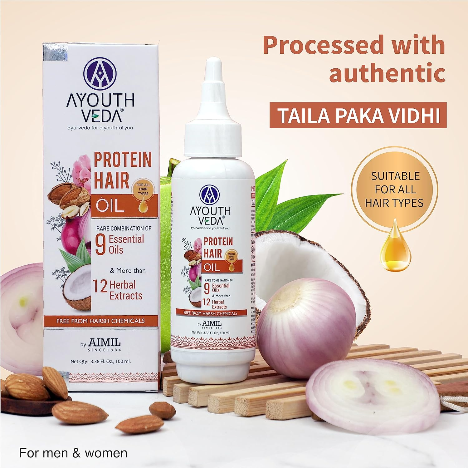 Ayouthveda Protein Hair Oil for Healthy Hair Growth and Deep Nourishment | Fights Dandruff Control Hair Breakage & Hair Fall | Blend of Essential Oil & Herbal Extracts - 100 Ml (Pack of 1)