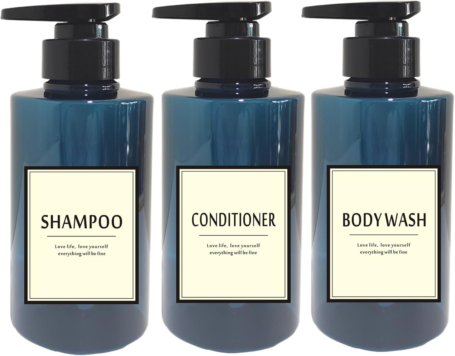 Pimyrcyi 300Ml Travel Shampoo Bottles Refillable,Empty Pump Plastic Dispensers 10 Oz Shower Containers for Shampoo Conditioner Body Wash (Transparent Black,1 Set)