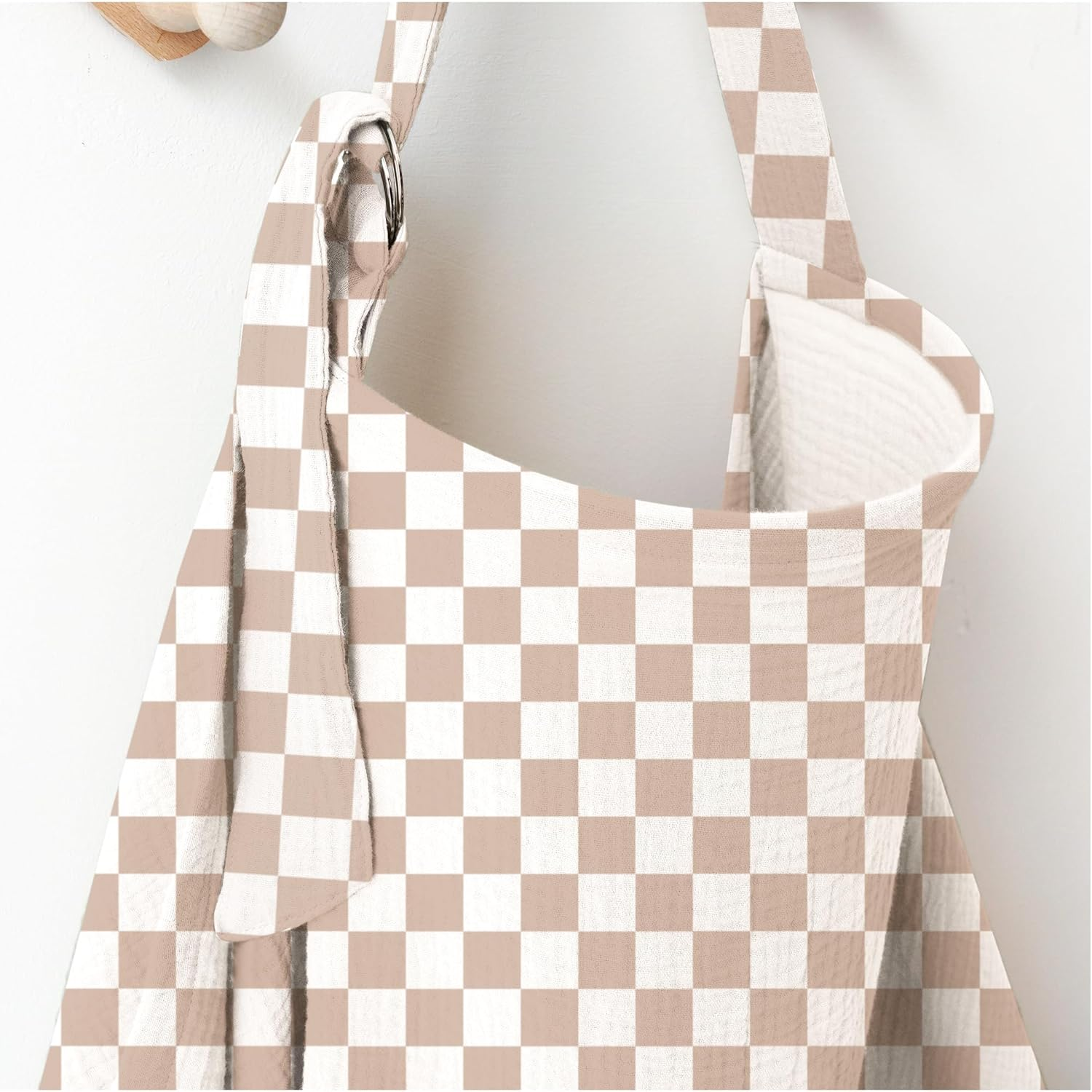 Qunlions Life Muslin Nursing Covers for Breastfeeding, Privacy Breast Feeding Cover with Arch Neckline for Mom and Baby, Breathable 100% Cotton Nursing Apron Multi-Use Stroller Cover (Green) image number 6