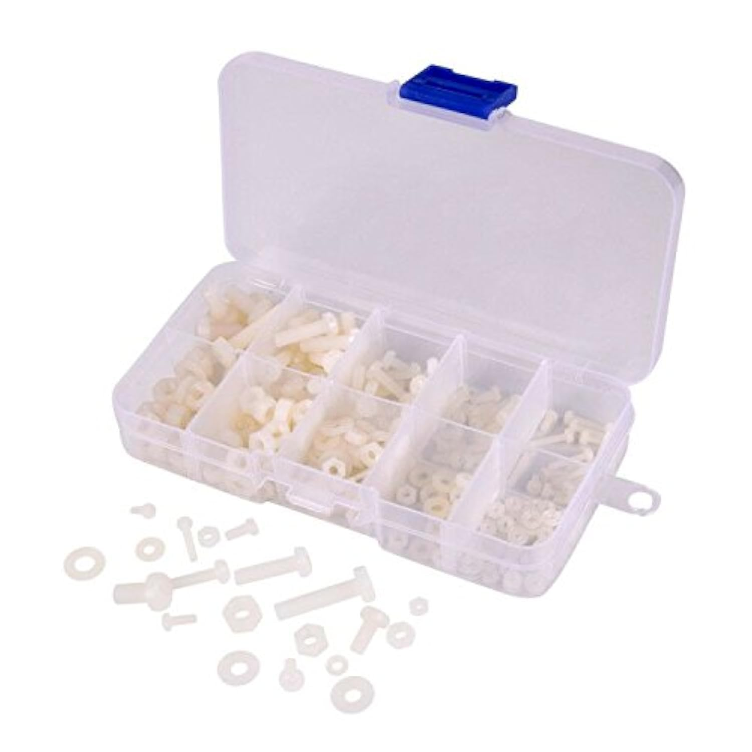 Hotusi M2 M2.5 M3 M4 M5 (Total 270Pcs) Nylon Screw/Nut/Washer Assortment Kit Come with Plastic Box image number 5