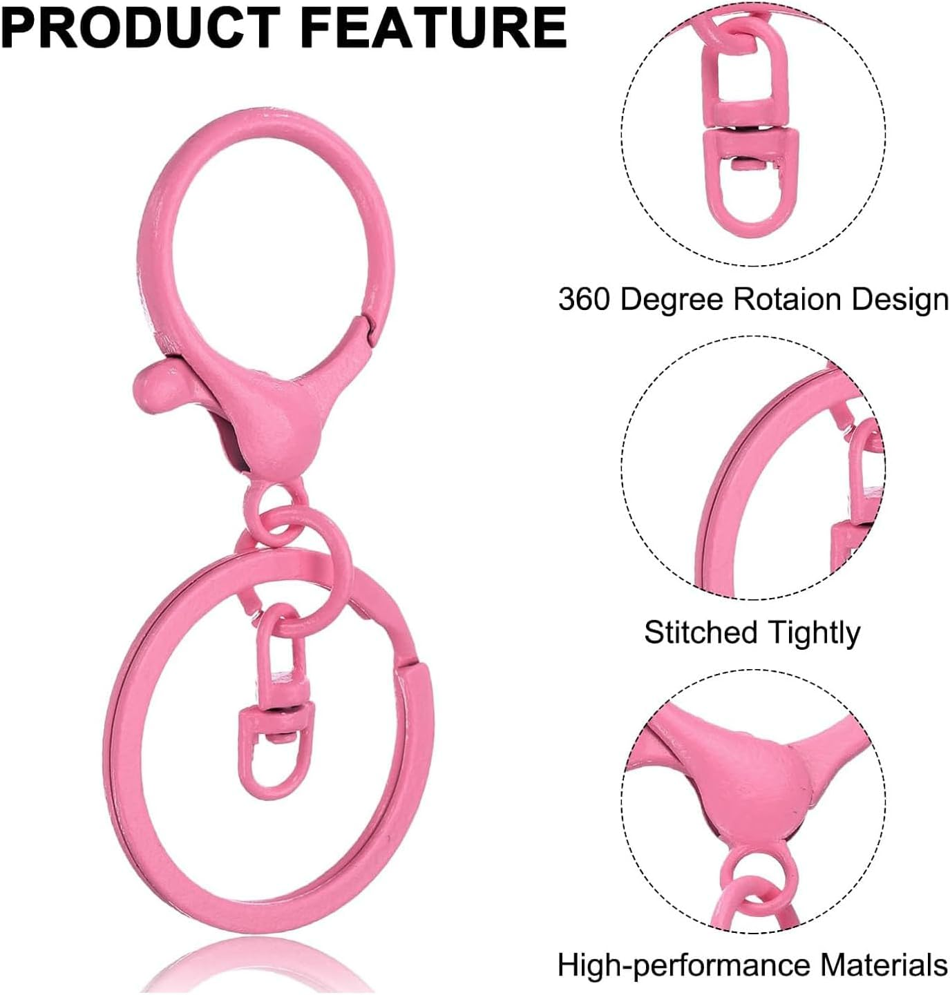 20Pcs Colorful Lobster Claw Clasps,Metal Swivel Lanyard Snap Hook,Lobster Claw Clasps with Key Ring for Craft Bags Jewelry Making image number 2