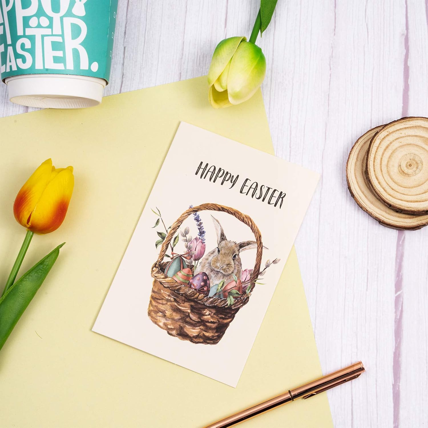 Whaline 30 Pack Vintage Easter Cards Kit with Envelopes and 30Pcs Adhesive Stickers Colorful Greeting Cards in 6 Designs Bunny Eggs Note Card for Classroom Exchange Easter Party Supplies