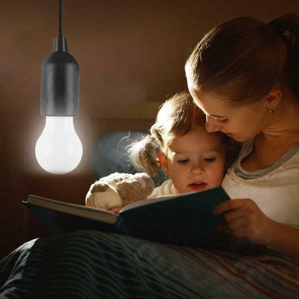 LED Pull Cord Light Bulb 4 Pack, LED Camping Lantern Lights Hanging Tent Lamp Light Bulbs for Camping, Hiking, Home Decor, Hurricane Emergency, Storms, Outages and More (4Pcs Black) image number 4