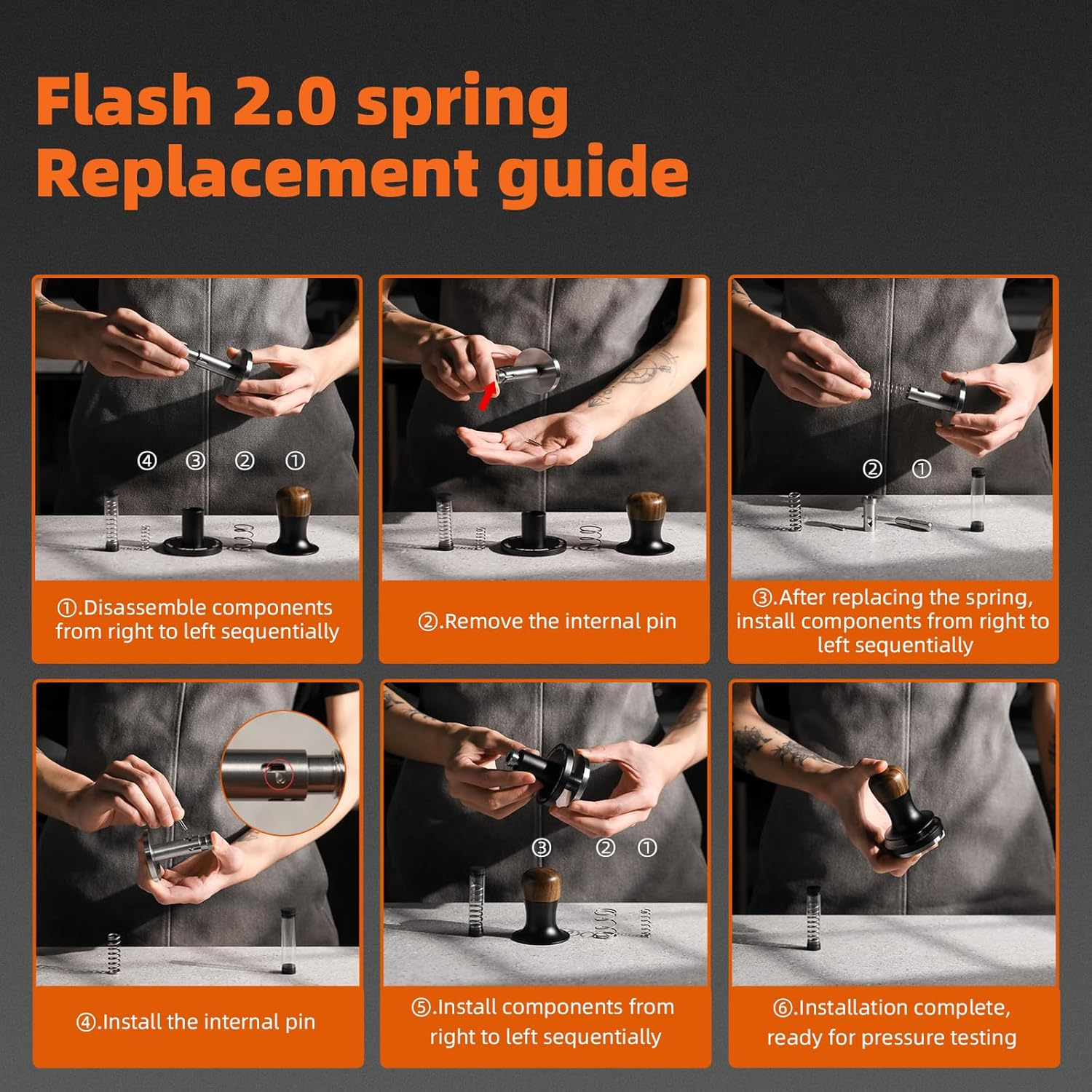 MHW-3BOMBER 58.5Mm Espresso Tamper - 3 Spring Loaded Coffee Tamper with Sound Feedback - Barista Tamper Tool Espresso with 15Lb / 30Lbs Replacement Springs - Walnut Handle SUS304 Flat Base T7067F-OS