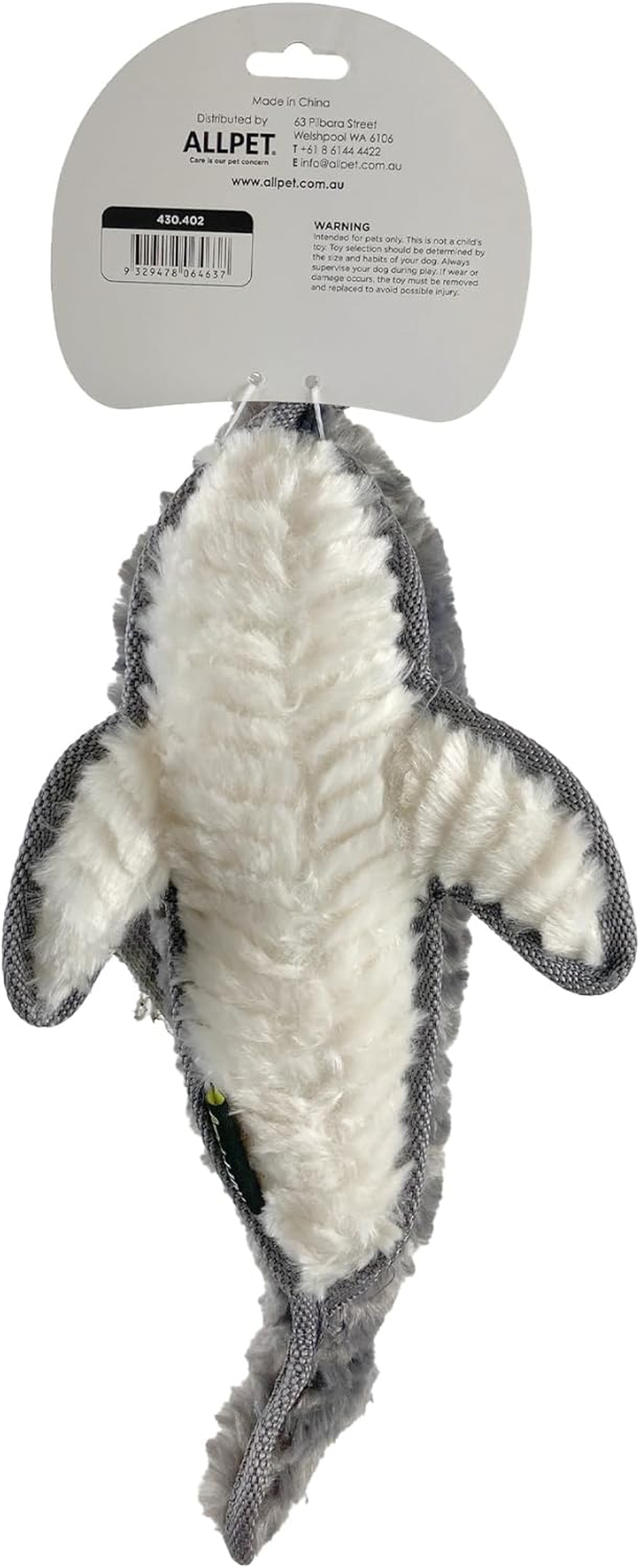 Ruff Play Extra Tuff Plush Shark Dog Toy, Grey & White - Dog Teething Toy, Chew Toys, Extremely Durable, for Aggressive Chewers, Extra Tough Dog Toys, Aids Dogs Dental Health image number 3