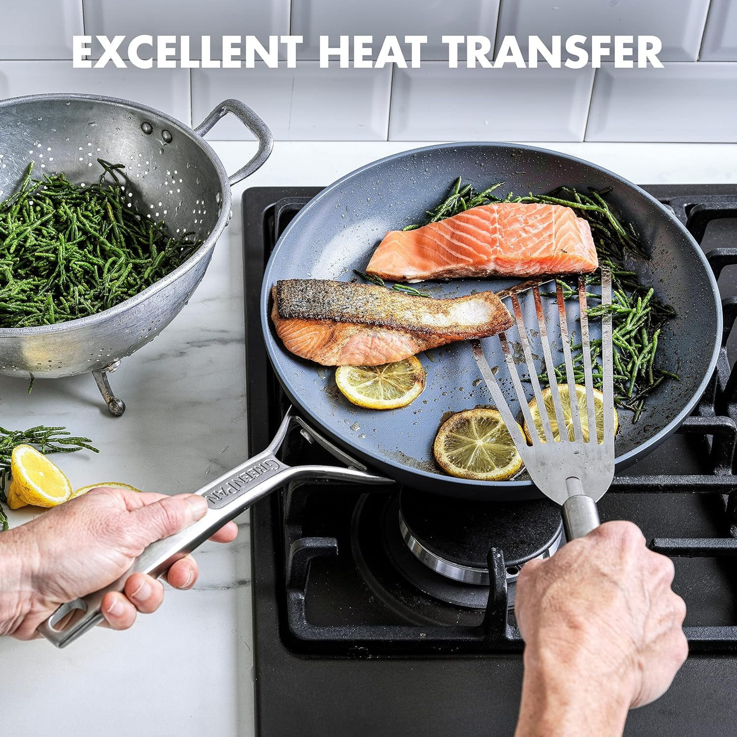 Greenpan Paris Pro Hard Anodized Healthy Ceramic Nonstick, 10" and 12" Frying Pan Skillet Set, Pfas-Free, Dishwasher Safe, Grey