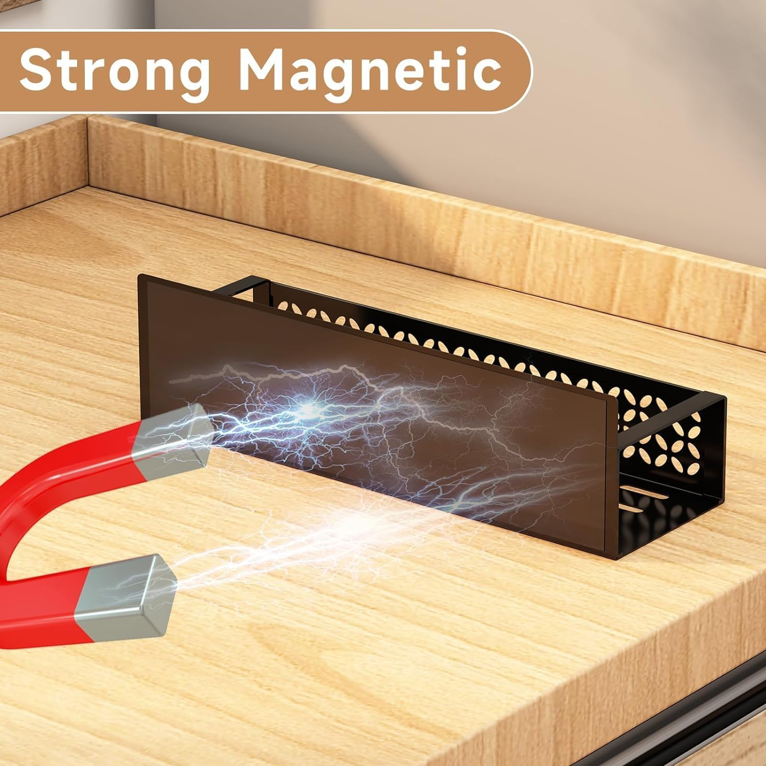 Magnetic Spice Rack Organizer for Refrigerator, Metal Magnetic Shelf for Refrigerator, Strong Magnetic Fridge Shelf for Microwave, Kitchen Organizers Storage Gadgets (2 Pack Black)