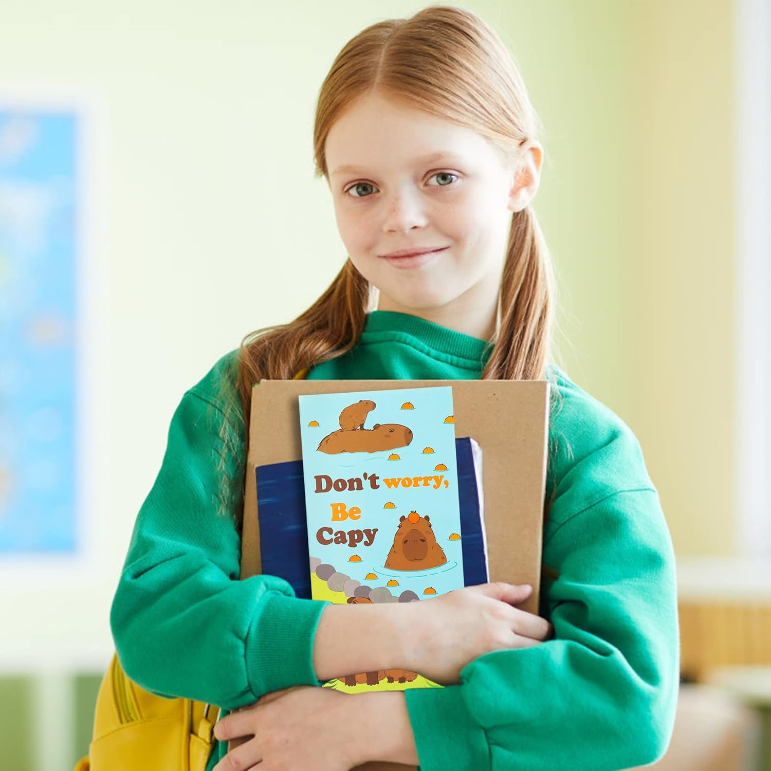 Xqumoi Don'T Worry Be Capy Sticky Notes Set, 550 Sheets, Capybara and Orange Pattern Self-Stick Notes Pads Animal Divider Tabs Bundle Writing Memo Pads Back to School Office Supplies Small Gift image number 2