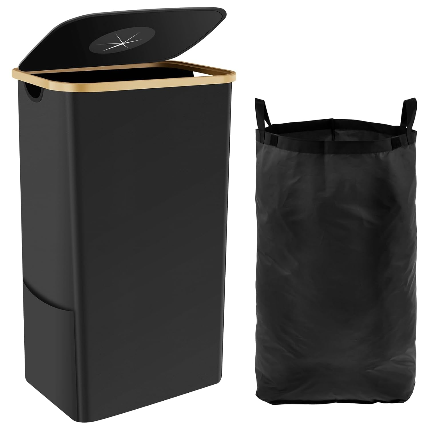 UKQRRTC 105L Large Capacity Recycle Bin with Lid Removable Reusable Bag Foldable Collecting Bottle Can Portable Recycling Storage Container Bamboo Handle Recycle Bottle Bin image number 5