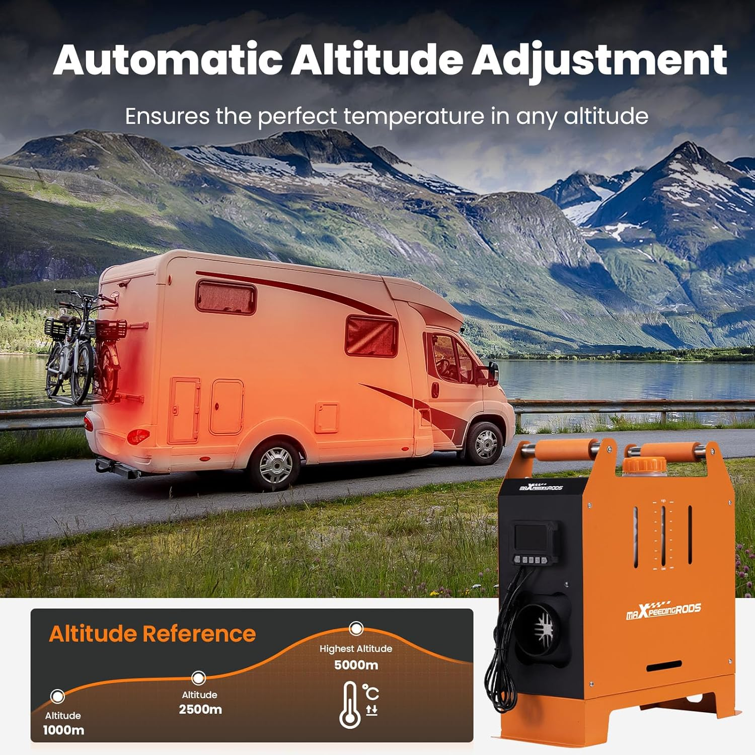 Maxpeedingrods Diesel Heater 5KW 12V, Bluetooth App, All-In-One W/Automatic Altitude Adjustment Control Air Heater for Campers Camping RV Boat Trailer Van Greenhouse image number 4