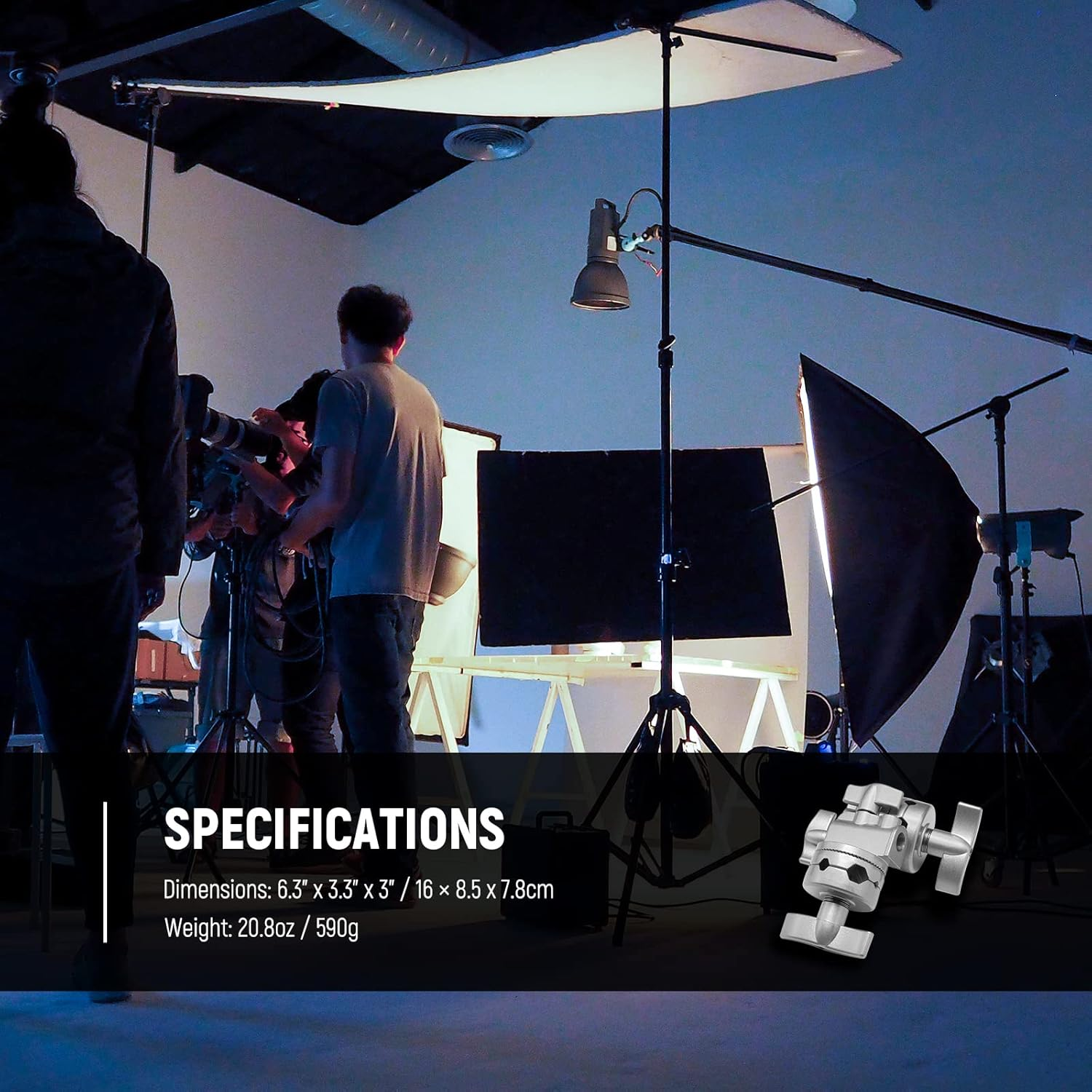 Neewer Multi Functional Heavy Duty 2.5-Inch Grip Head Swivel Head Holder Mounting Adapter for Light Stand, Extension Boom Arm and Other Photographic Equipment with 1/2,1/4,3/8,5/8-Inch Mount (Silver) image number 6