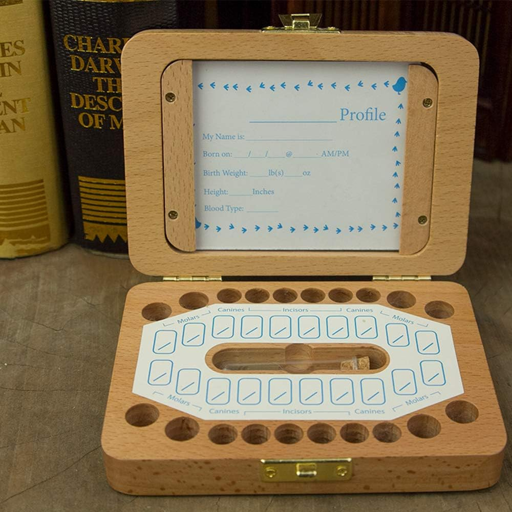 Tooth Box Wooden Dental House Children Teeth Drop Box Hoto Frame Teeth Hair Storage Container Holder Saver Memorial Box with Various Accessories image number 2
