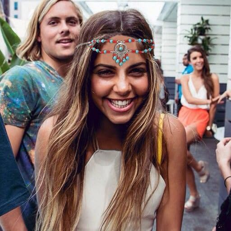 Fashband Boho Head Chain Silver Beads Headpiece Vintage Tassel Hair Accessories Festival Headband for Women and Girls image number 5