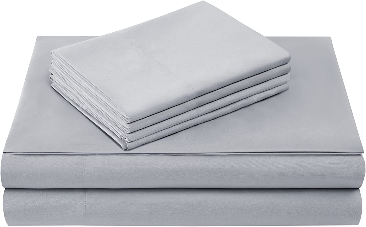 Comfort Spaces CS20-0121 Ultra Soft Hypoallergenic Microfiber 6 Piece Set, Wrinkle Fade Resistant Sheets with Pillow Cases Bedding, Queen, Light Gray image number 7