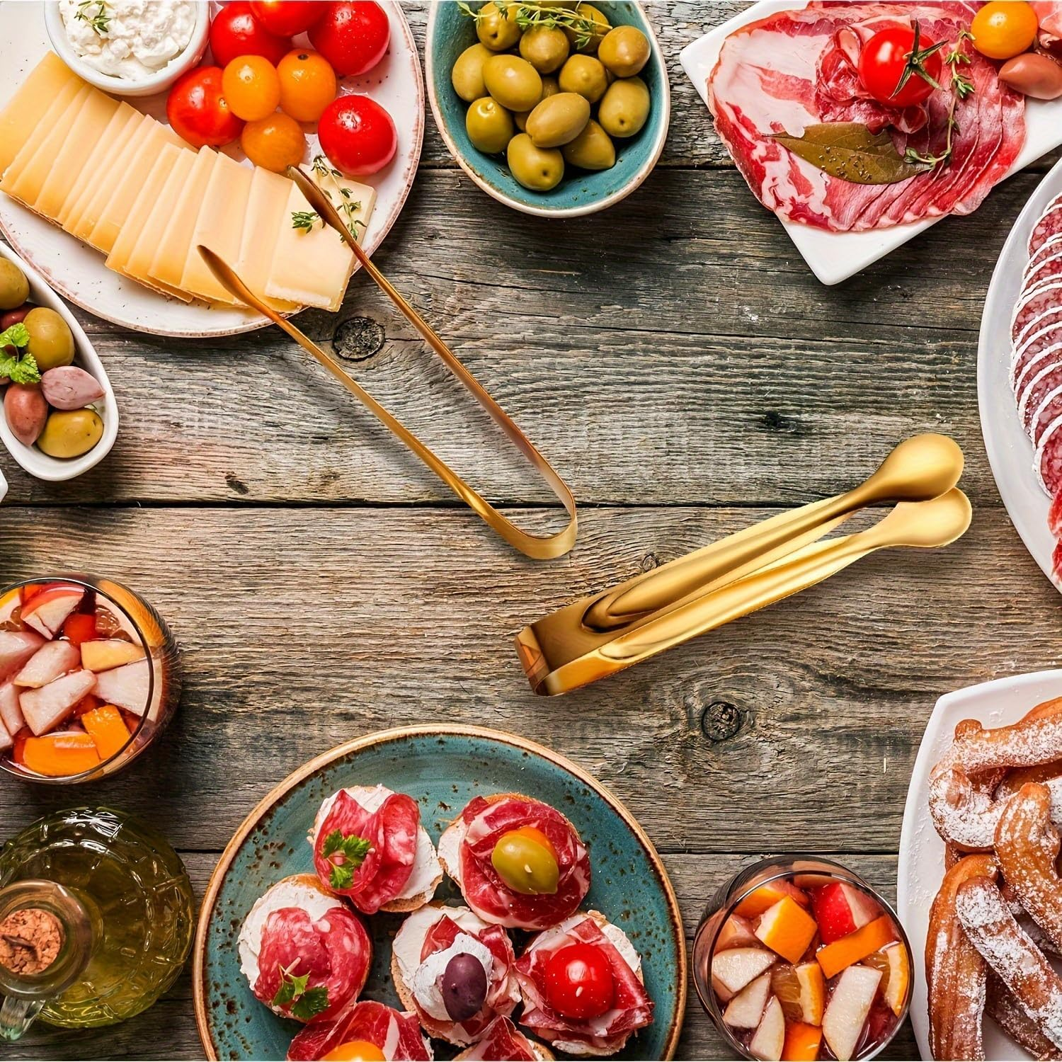 14 Pack Stainless Steel Mini Tongs for Tea Party Coffee Bar Catering &ndash; Small Buffet Tongs with Gold Finish for Sugar and Food Serving Utensils image number 3